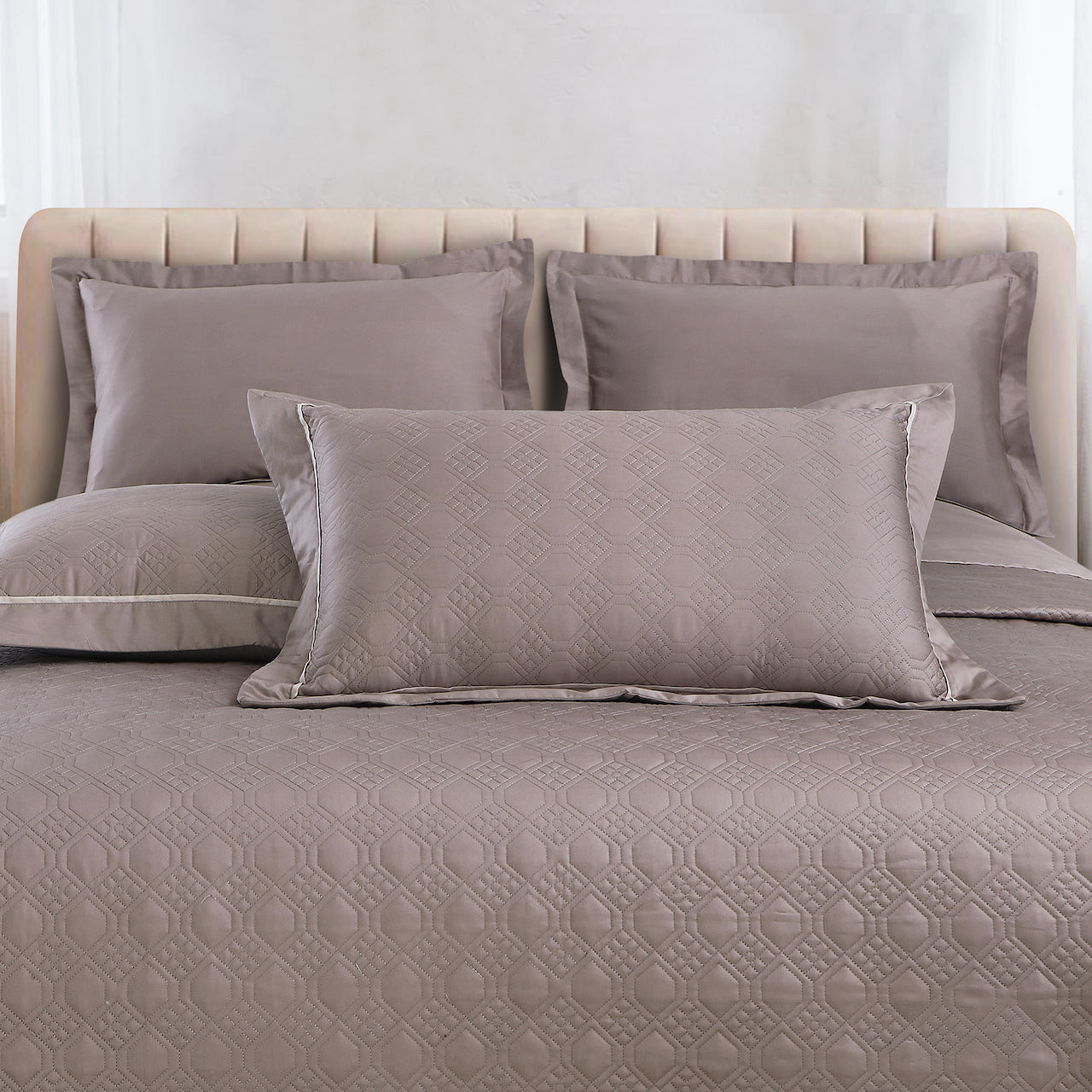 Kairo Quilted Bedcover - Taupe Brown