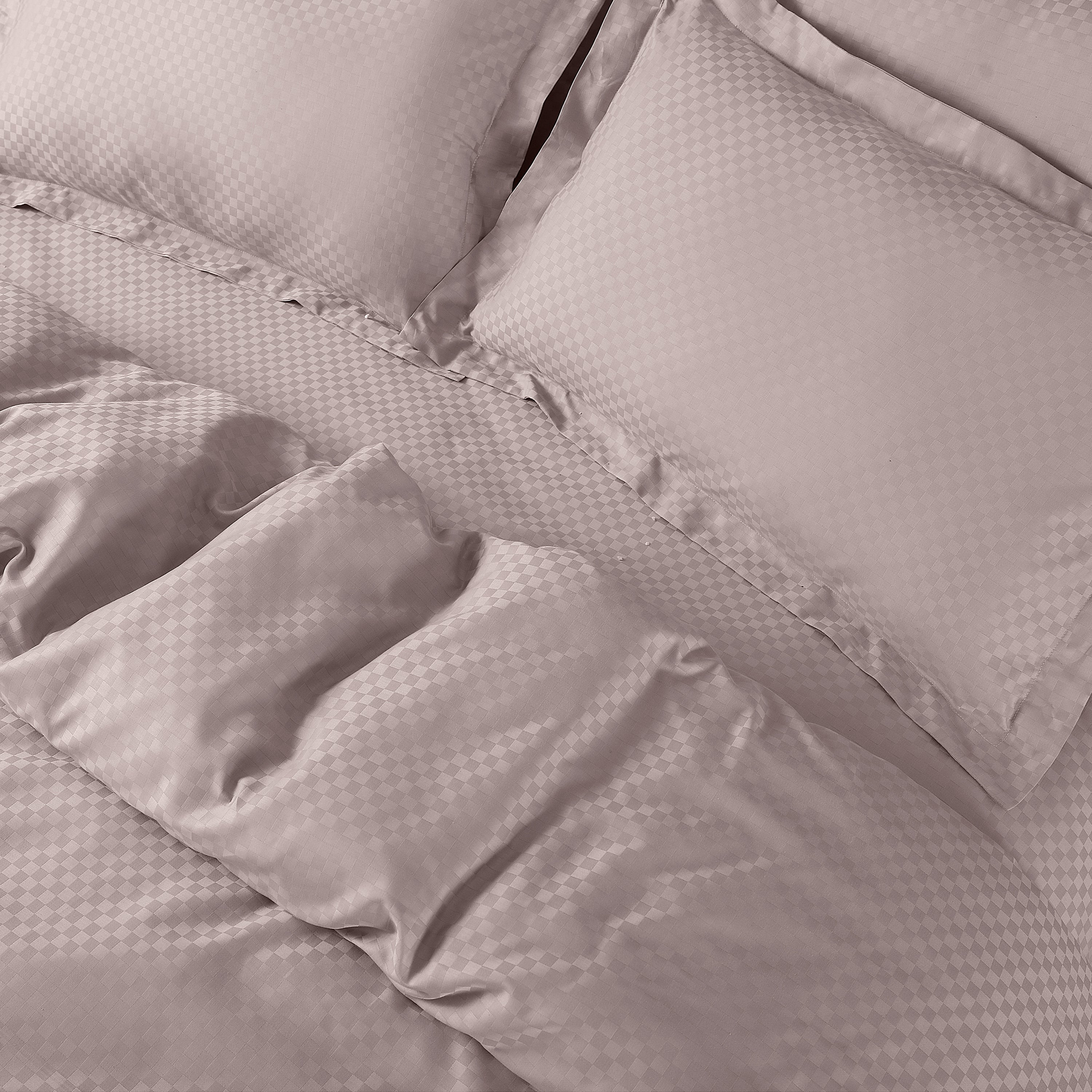 Lyon Jacquard Beige Checks Duvet Cover
