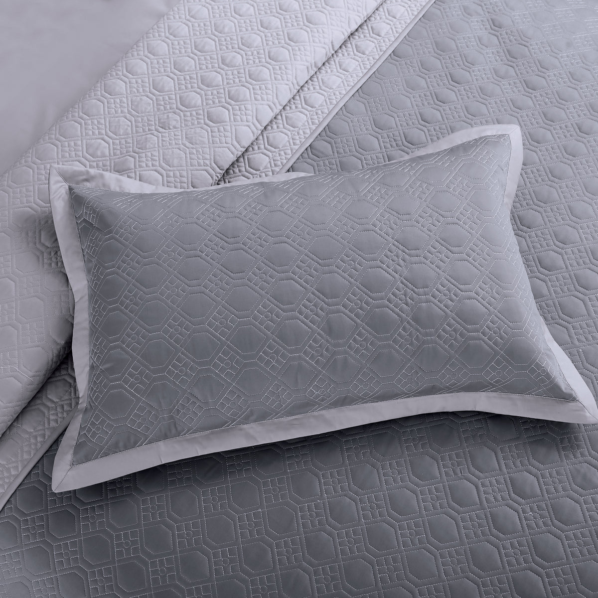 Luxe Reversible 8 Piece Bedspread Set-Grey & Silver Grey