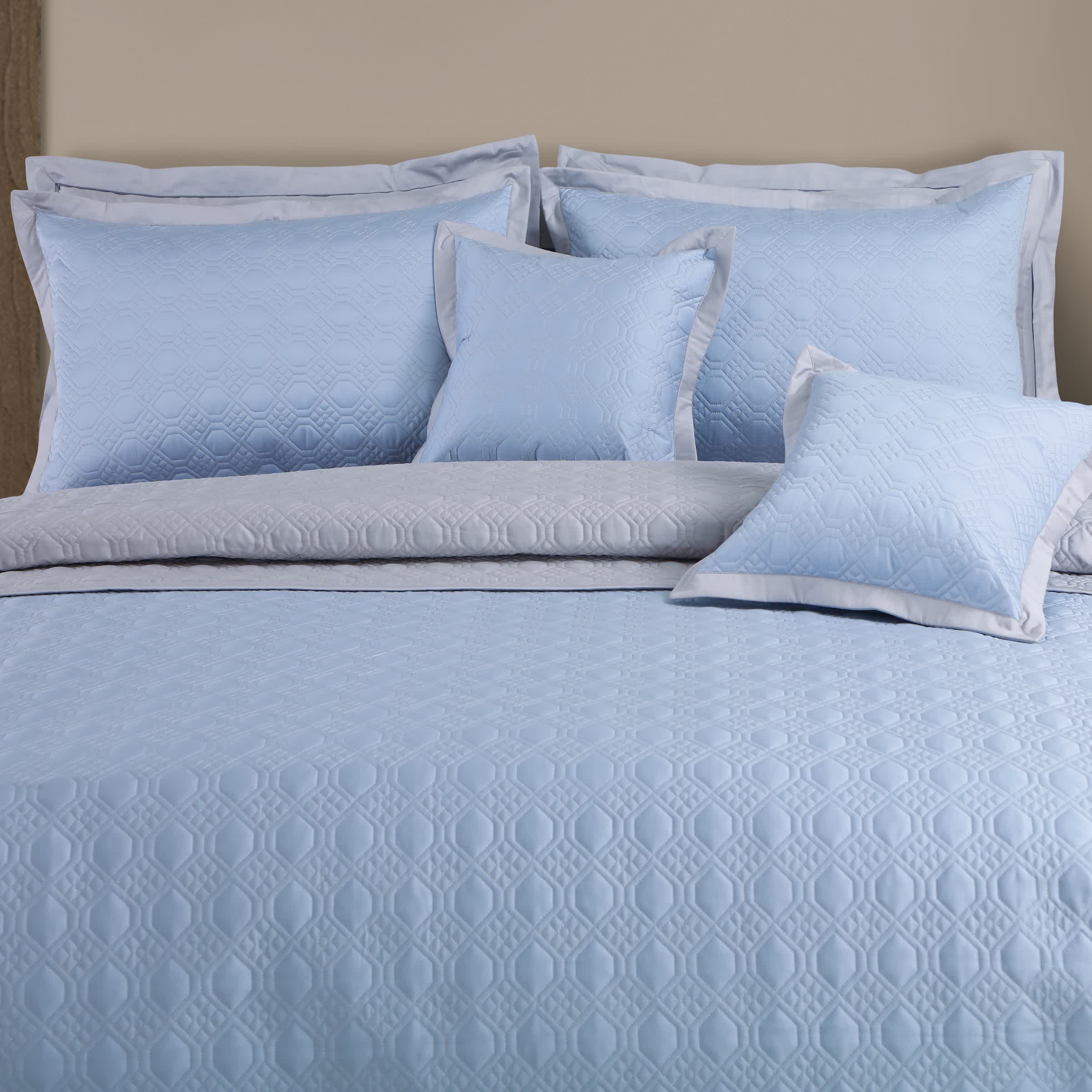 Luxe Bedspread Bedding Set - Pigeon Blue & Silver Grey
