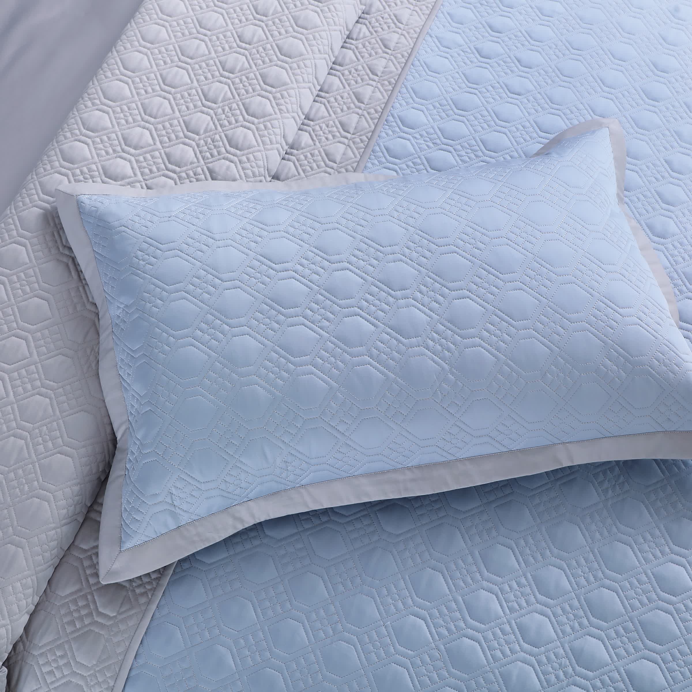 Luxe Bedspread Bedding Set - Pigeon Blue & Silver Grey