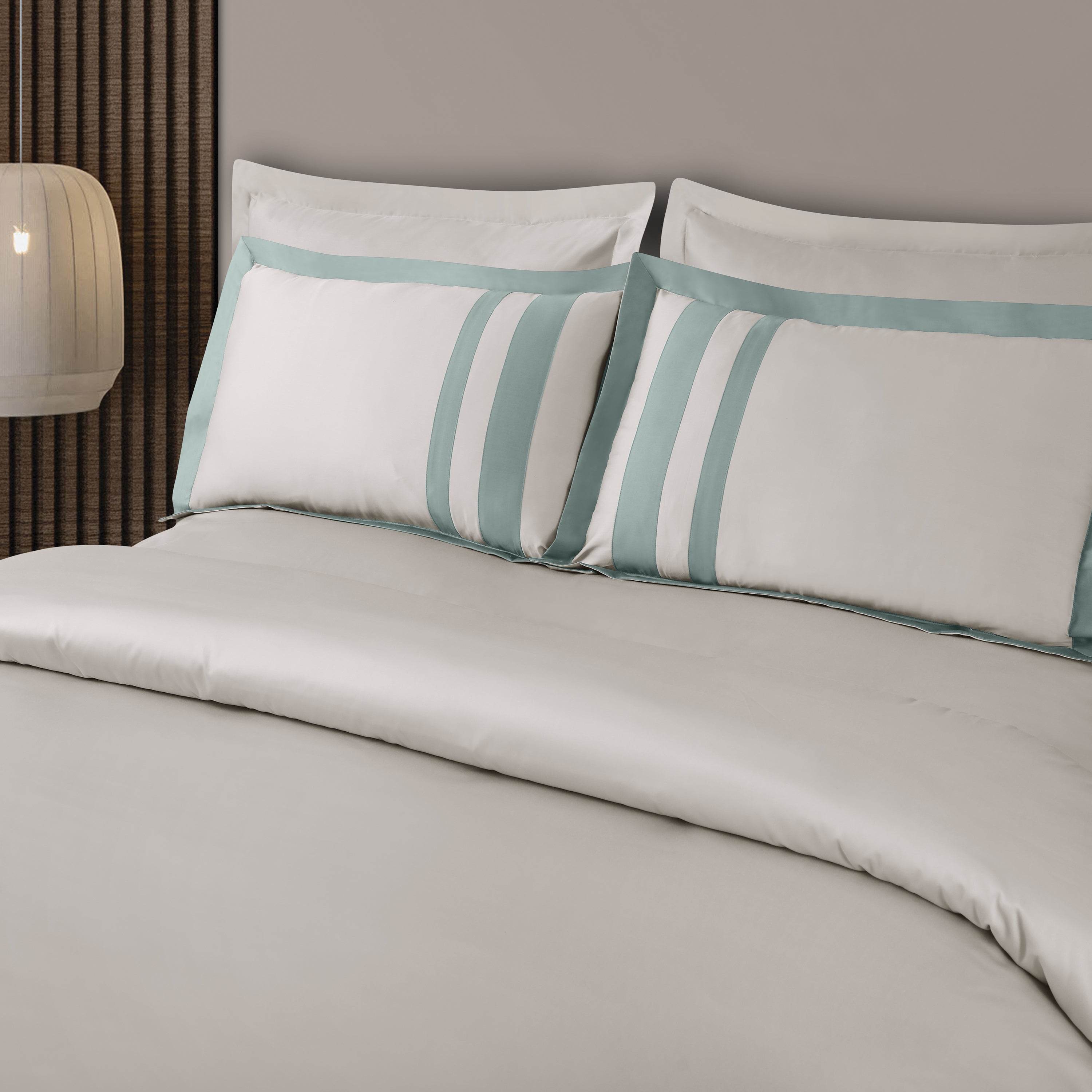 King Size Duvet Cover with Bedsheet and 4 Pillow Covers-Olive Beige