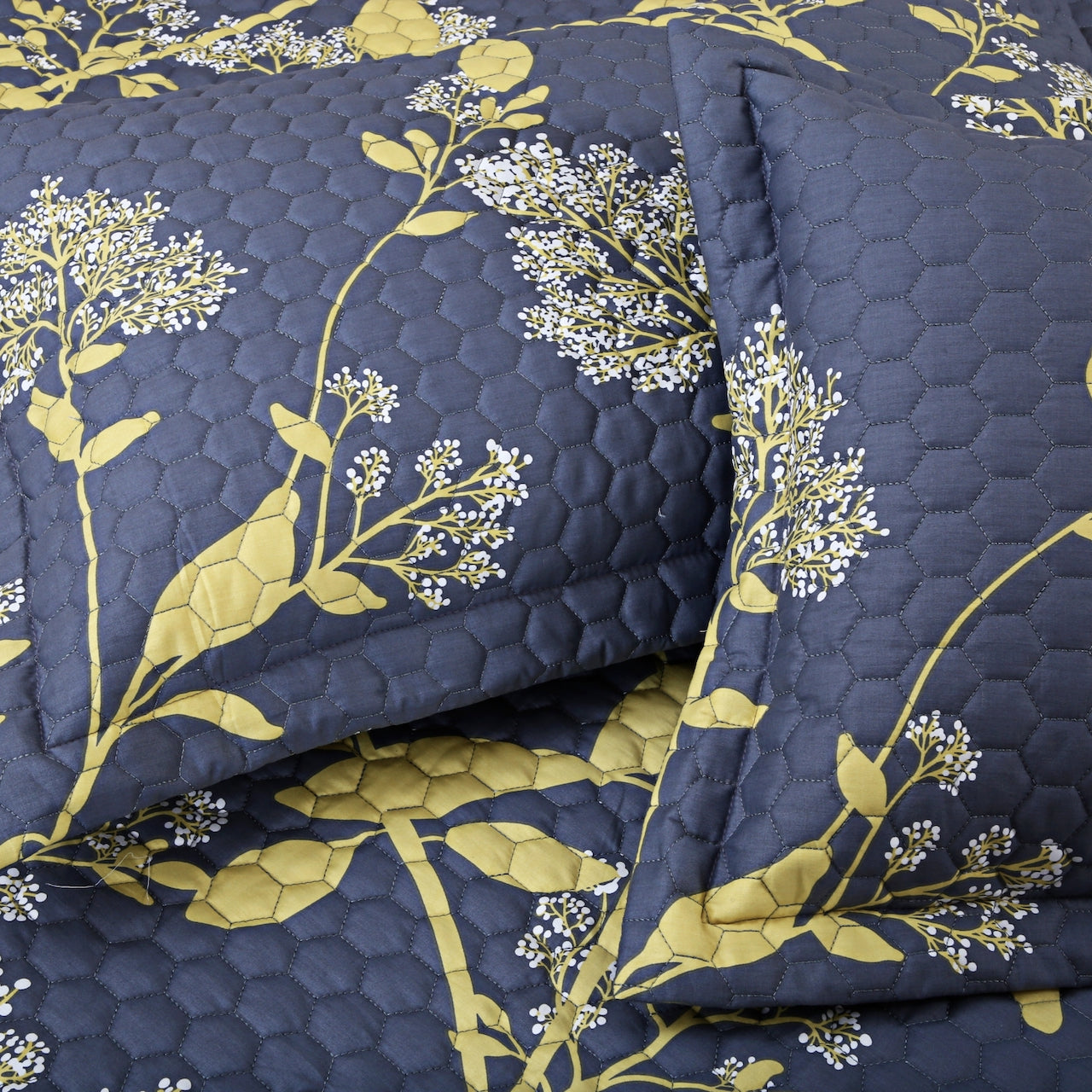 Royale Quilted Bedcovers - Grey & Yellow