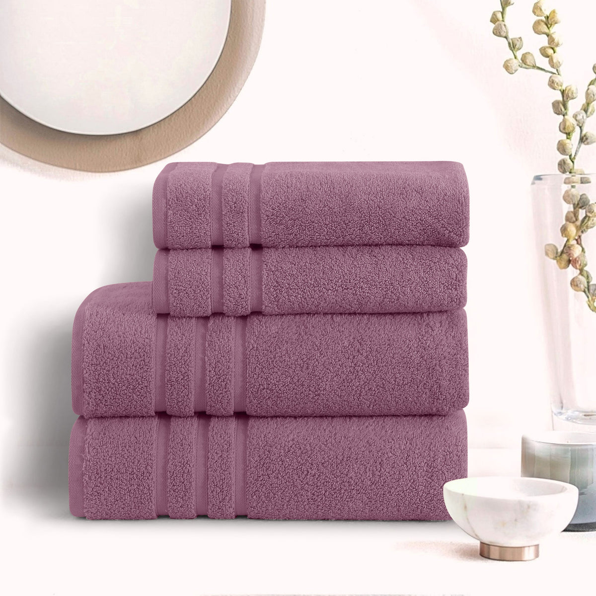 Zero Twist Hand Towels -Mauve