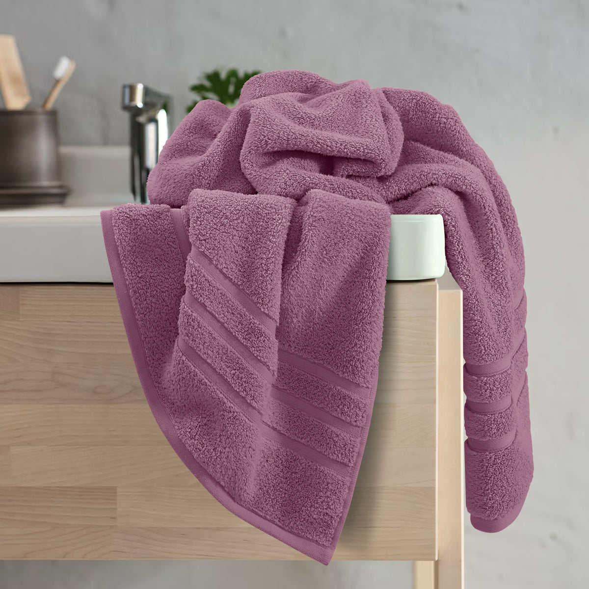 Zero Twist Bath Towel-Mauve