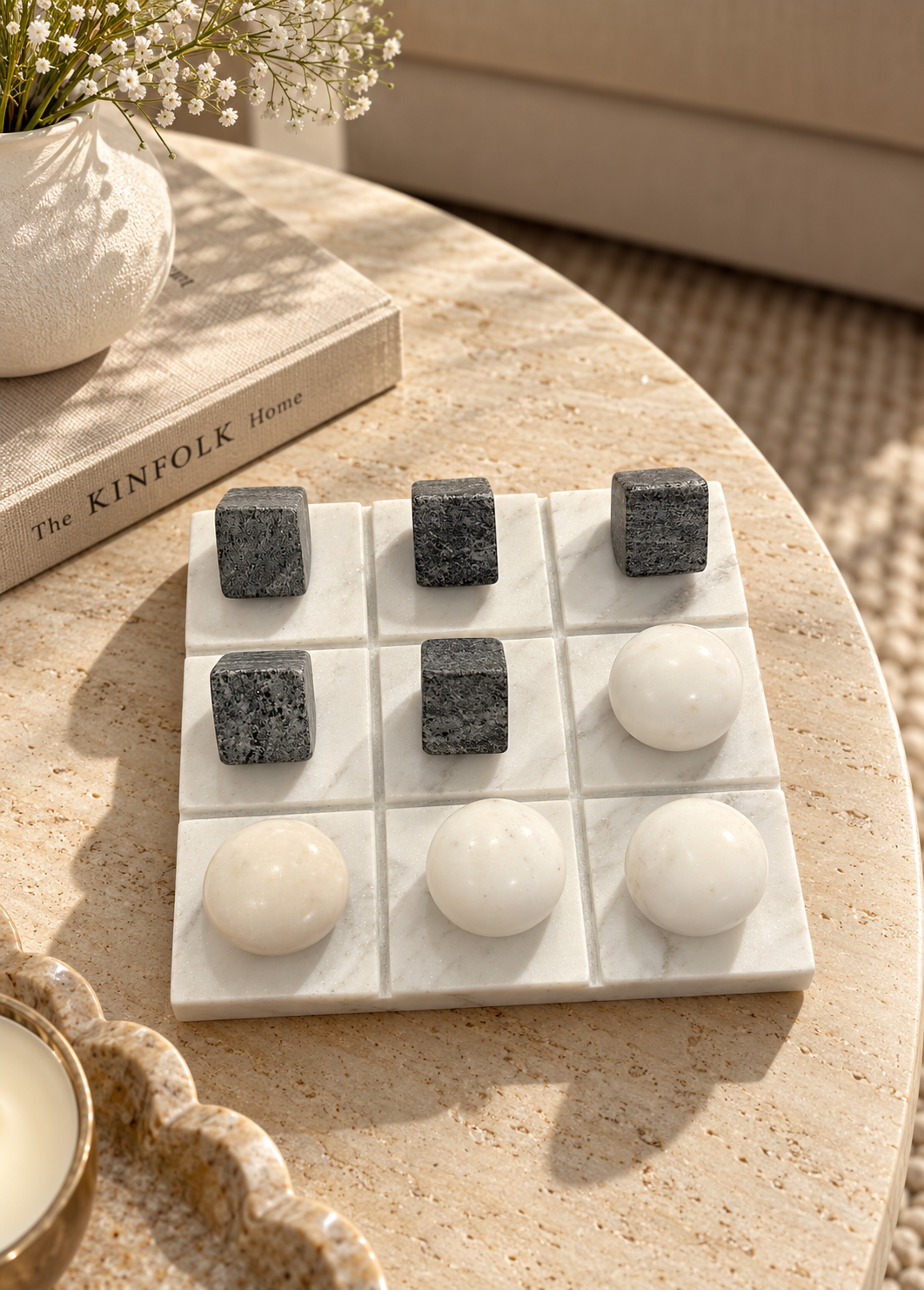 Black and White Marble Tic Tac Tое