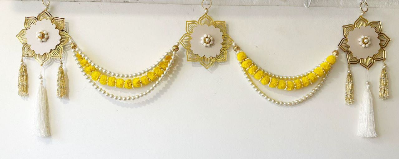 Marigold Pearl Lasercut Toran