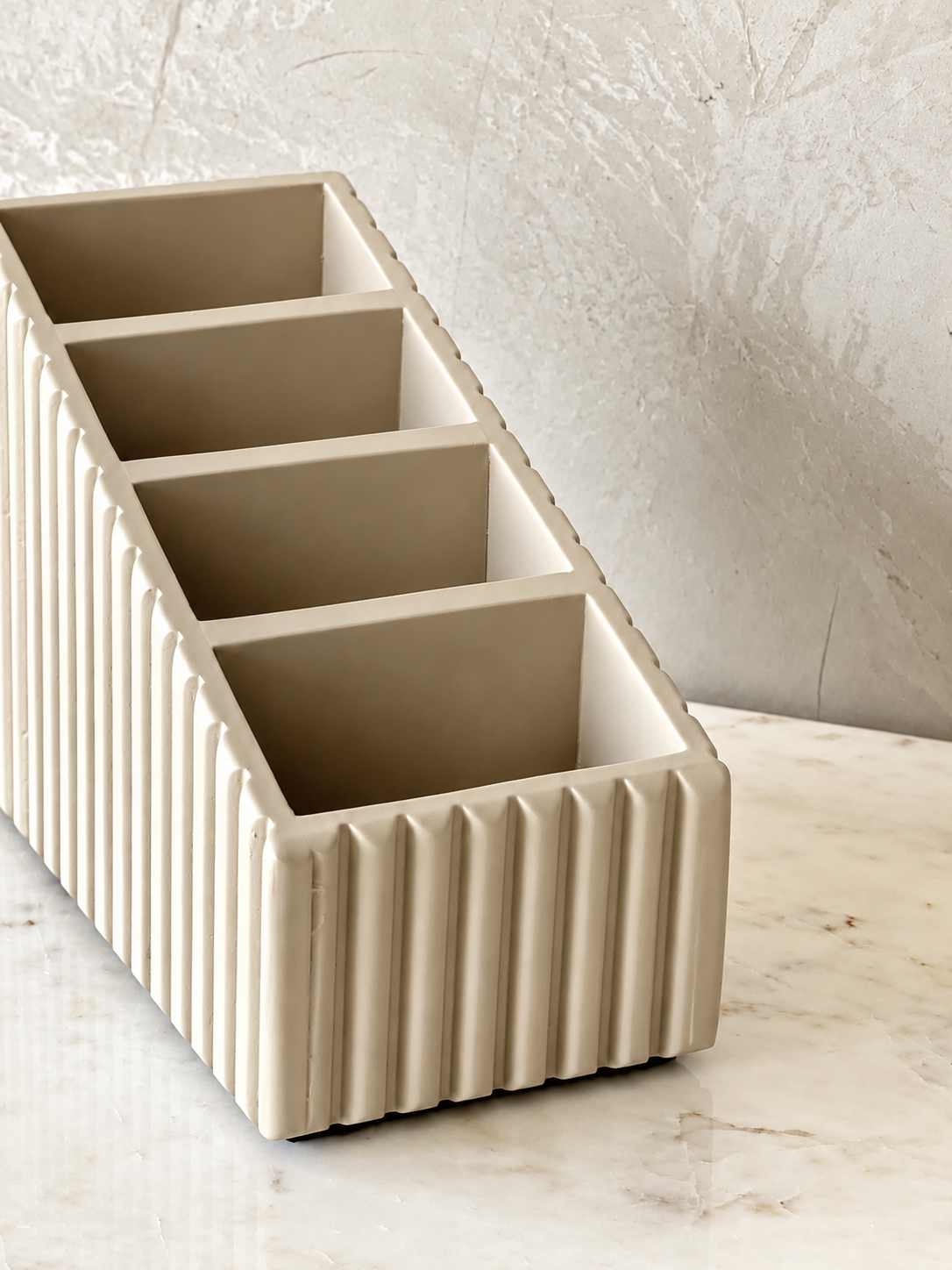Imperium Fluted Remote Holder 4 Slot - Beige