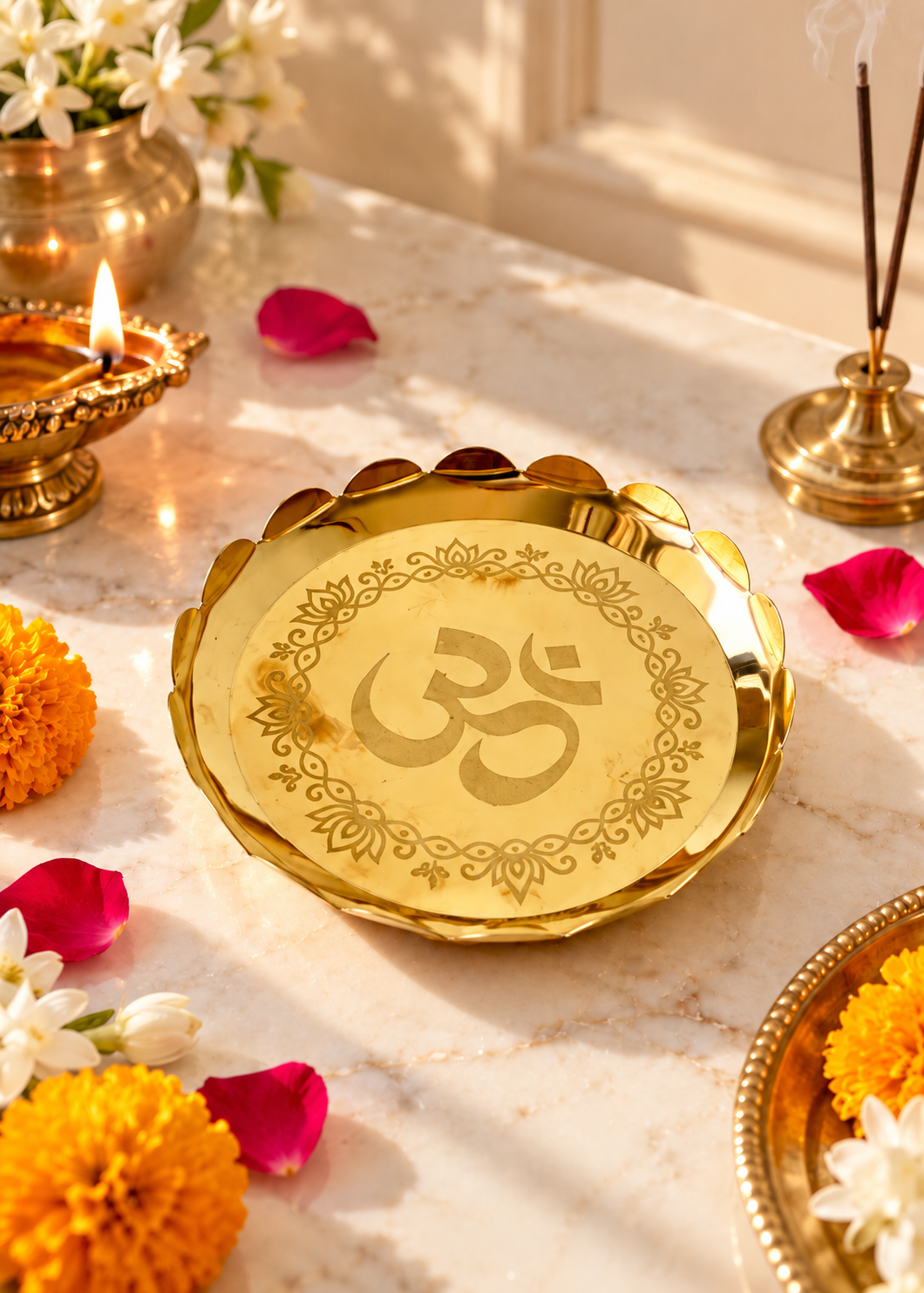 Aaradhya Brass Pooja Platter-Large