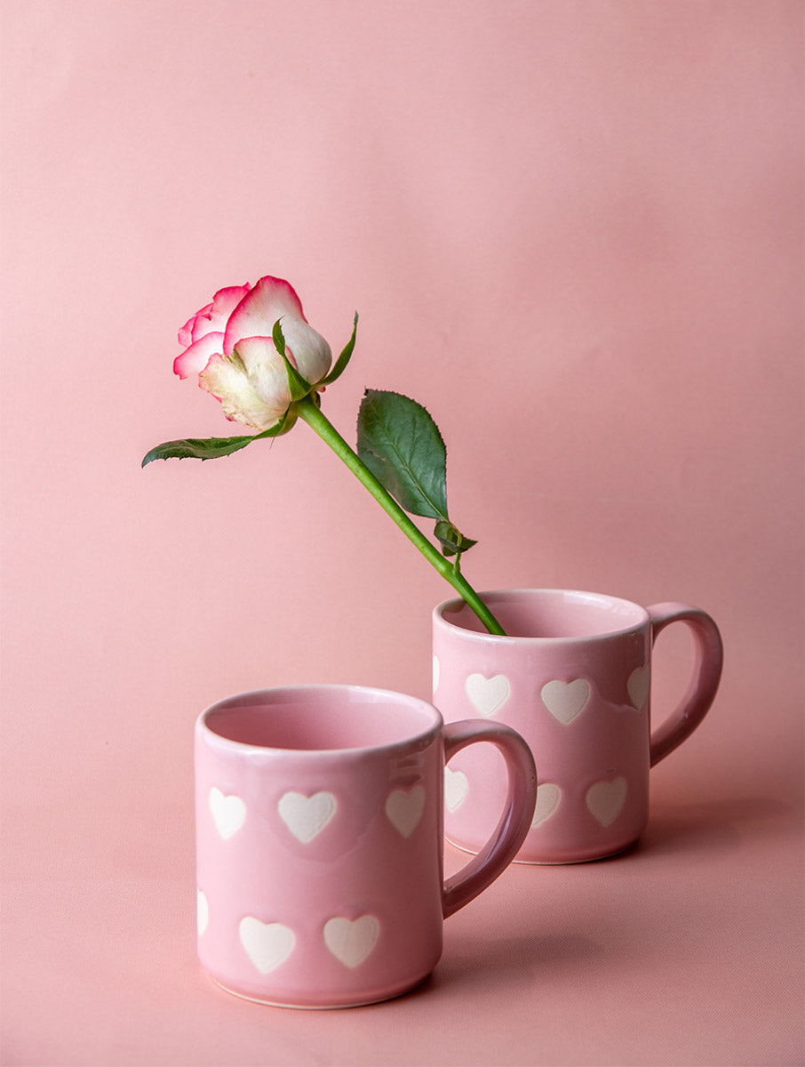 Pink Heart Mug - Set of 2