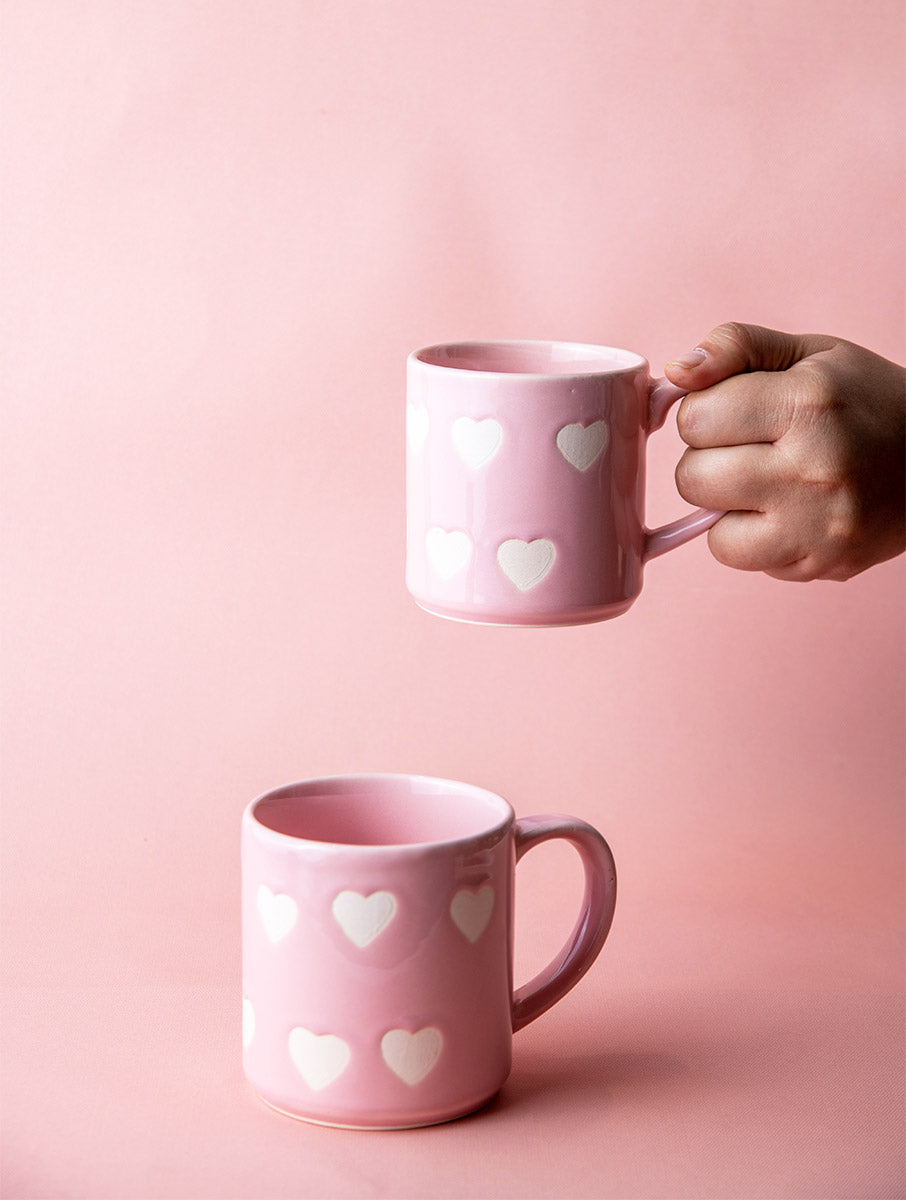 Pink Heart Mug - Set of 2