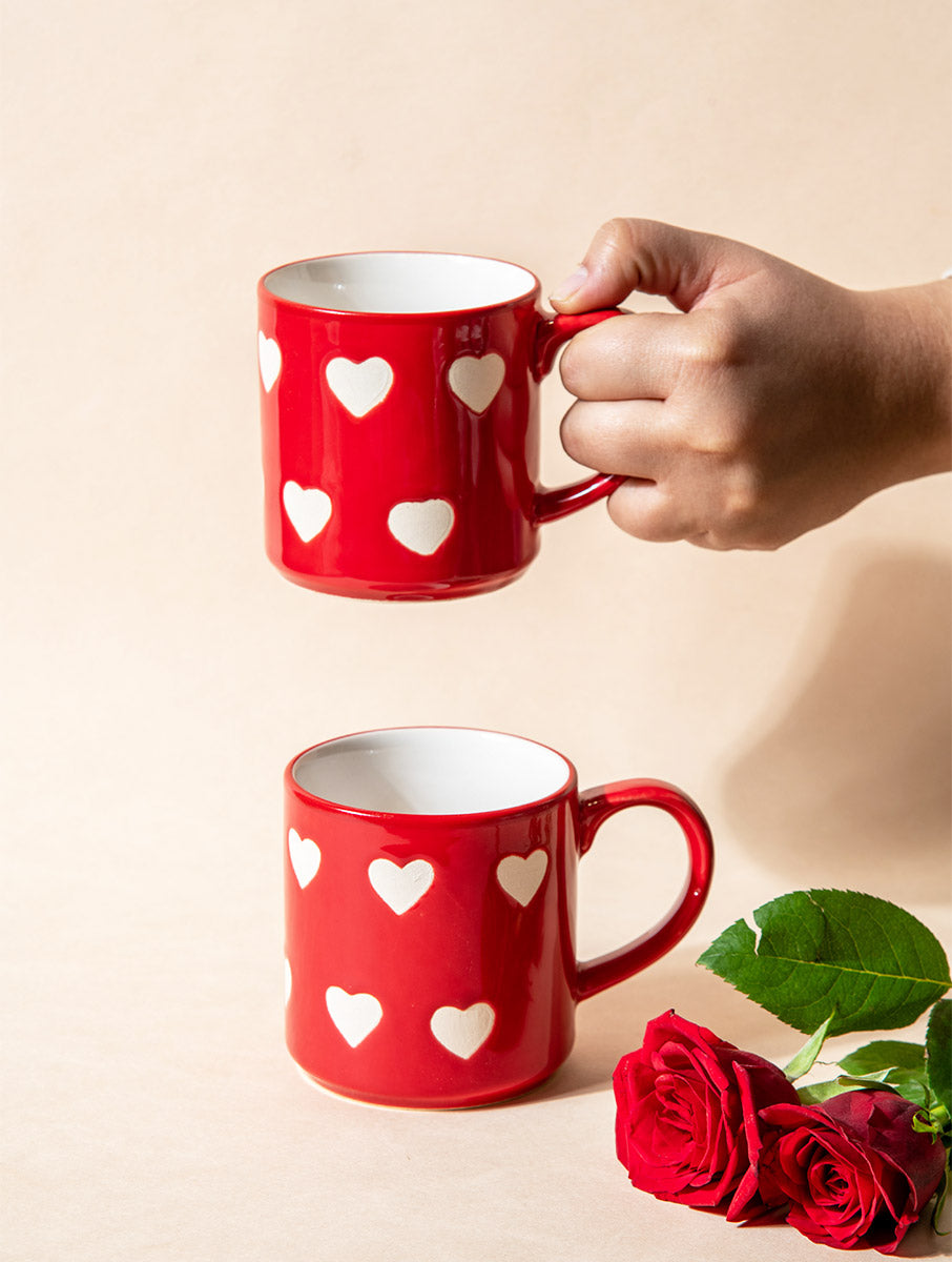 Red Heart Mug - Set of 2