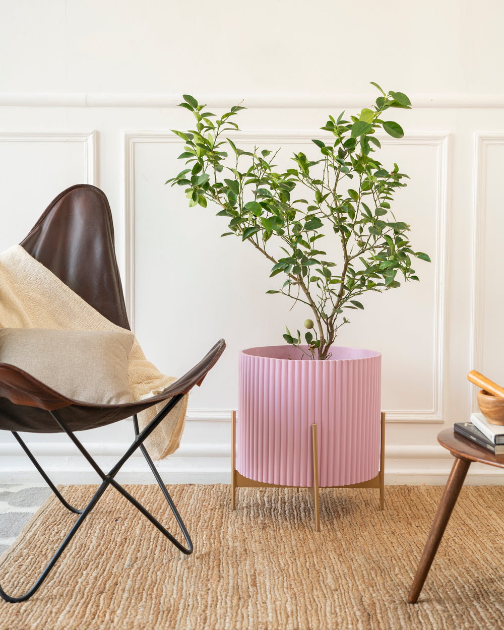 Extra Large Midori Planter With Stand - Nude Pink