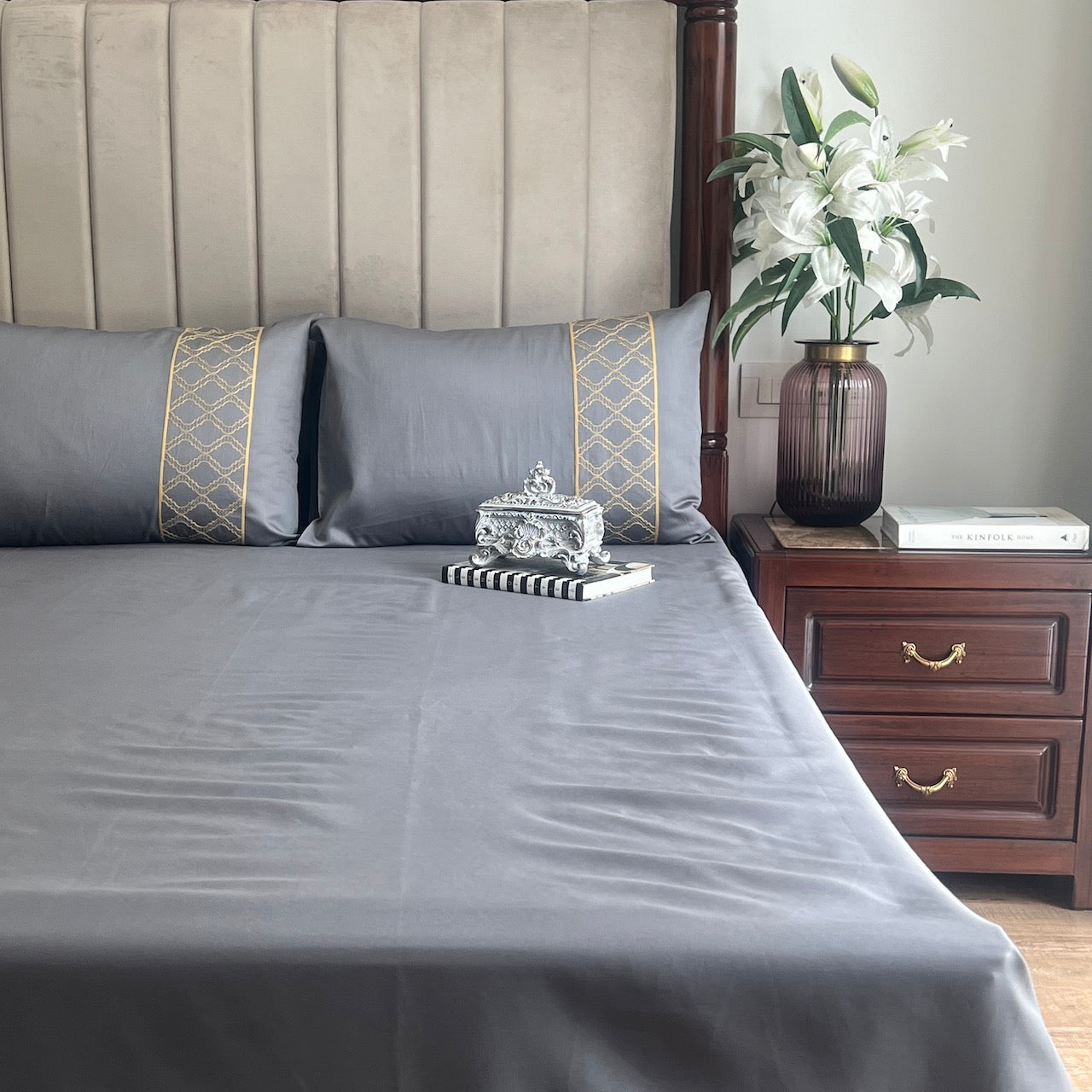 Maroc Dark Grey Bedsheet Set