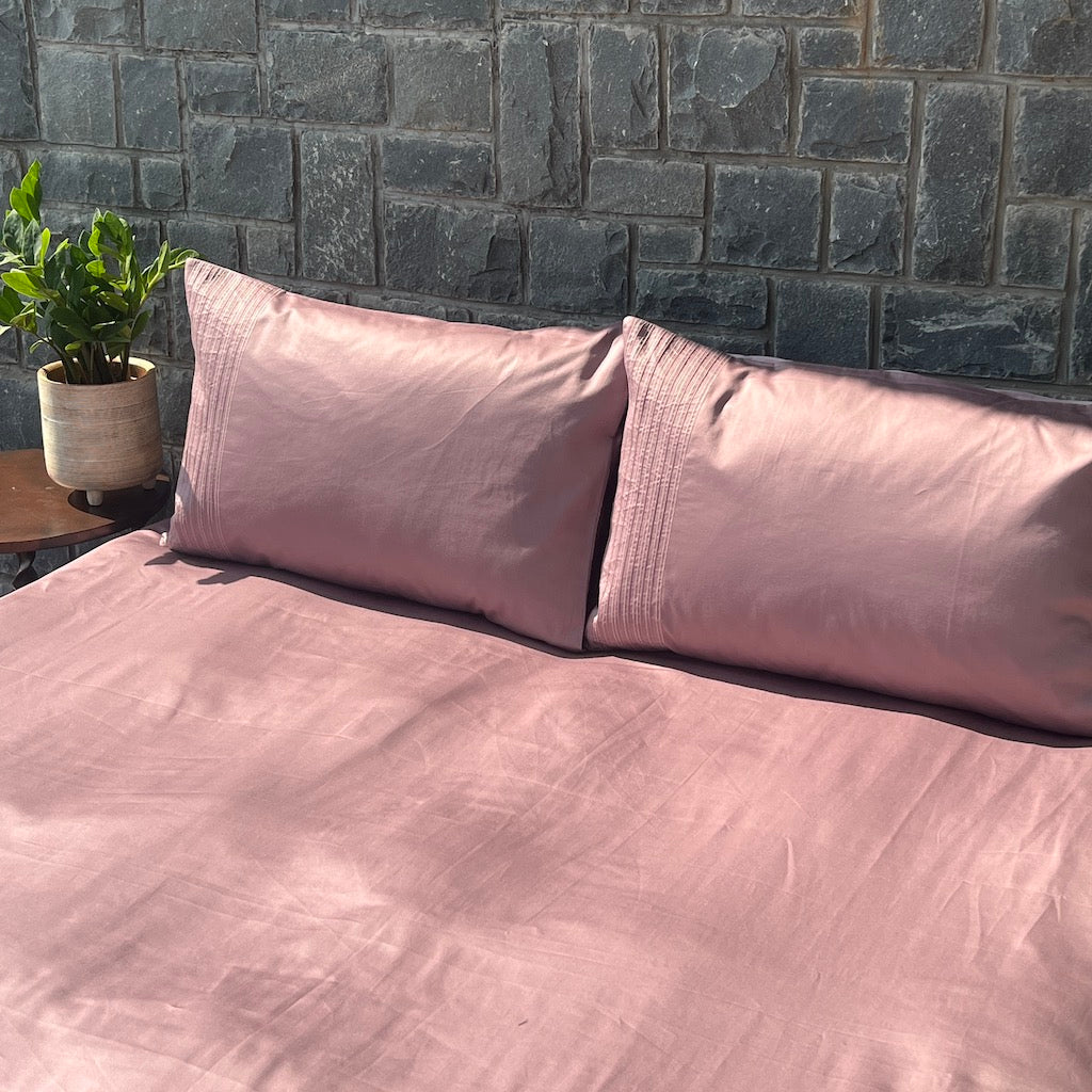 Pinstripe Old Rose Bedsheet Set