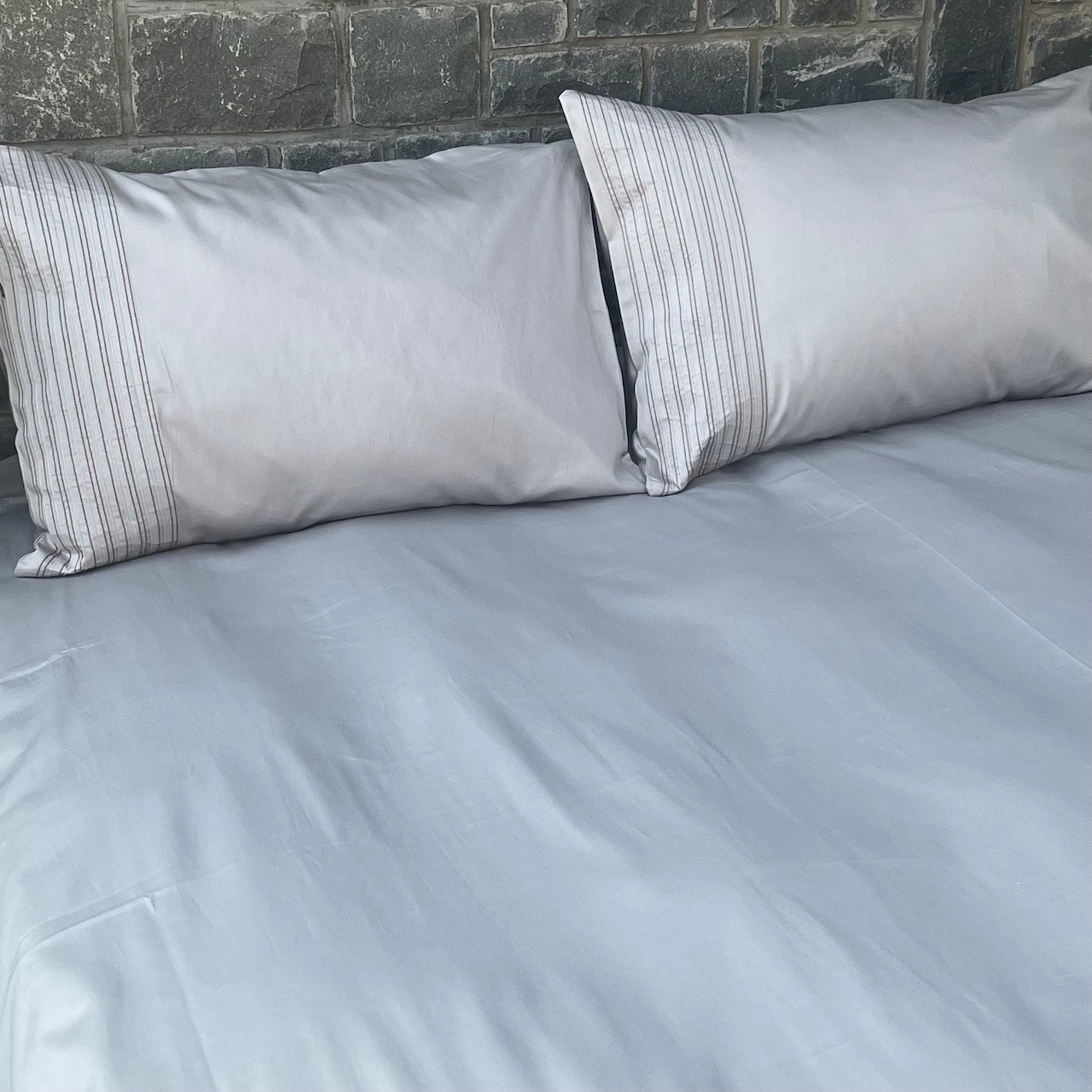 Pinstripe Pearl Grey Bedsheet Set
