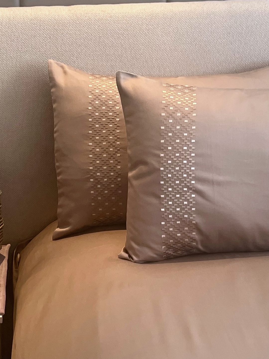 Tessa Mocha 300TC Cotton Bed Sheet with 2 Embroidered Pillow Covers