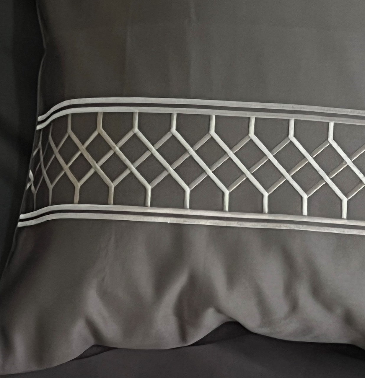 Zig Zag Titanium Grey Embroidered Bedsheet