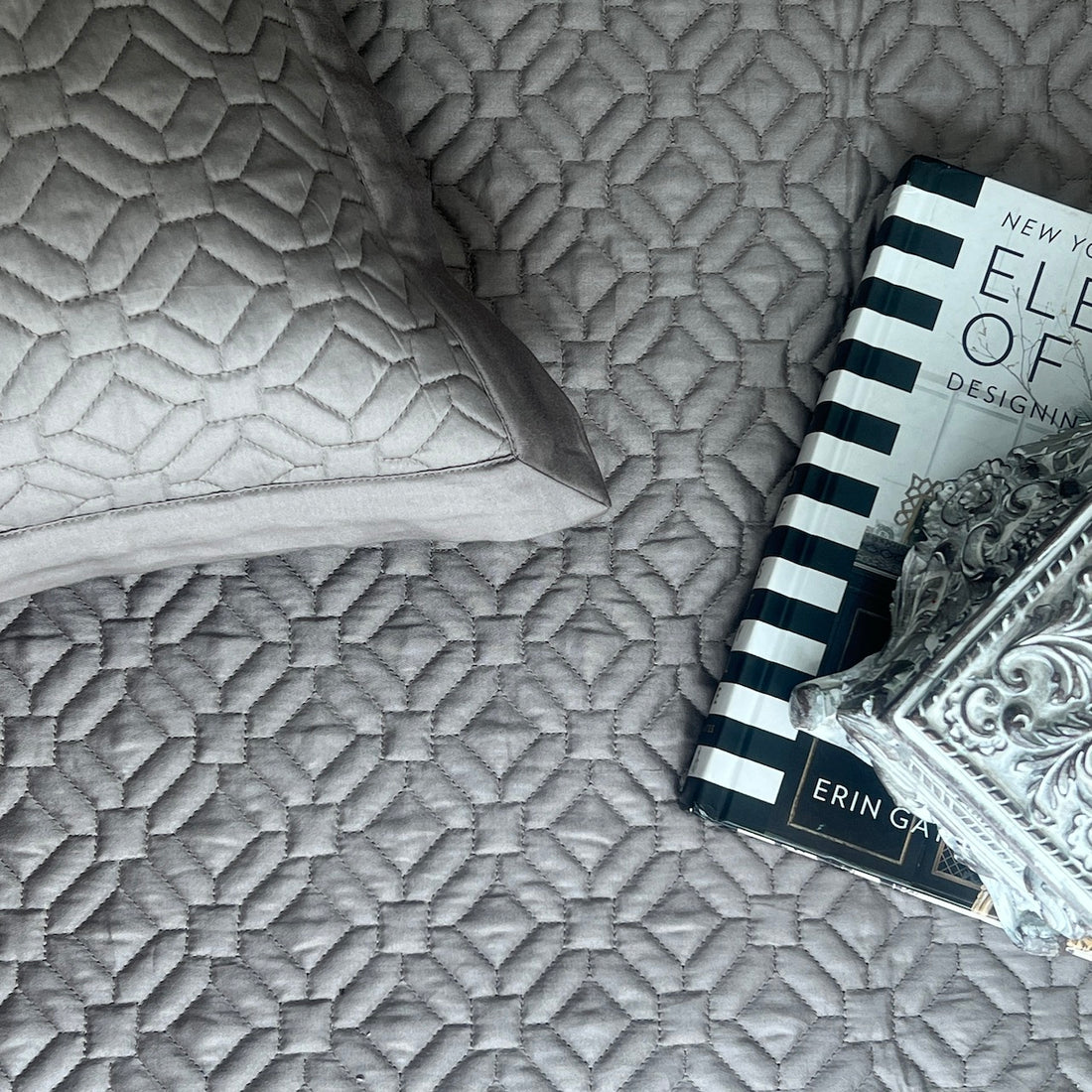 Tulum Olive Grey Cotton Reversible Bedspread