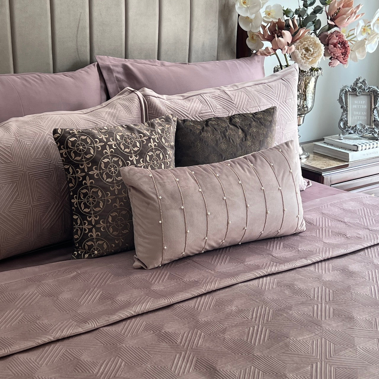 Bonito Onion Pink Velvet Bedspread