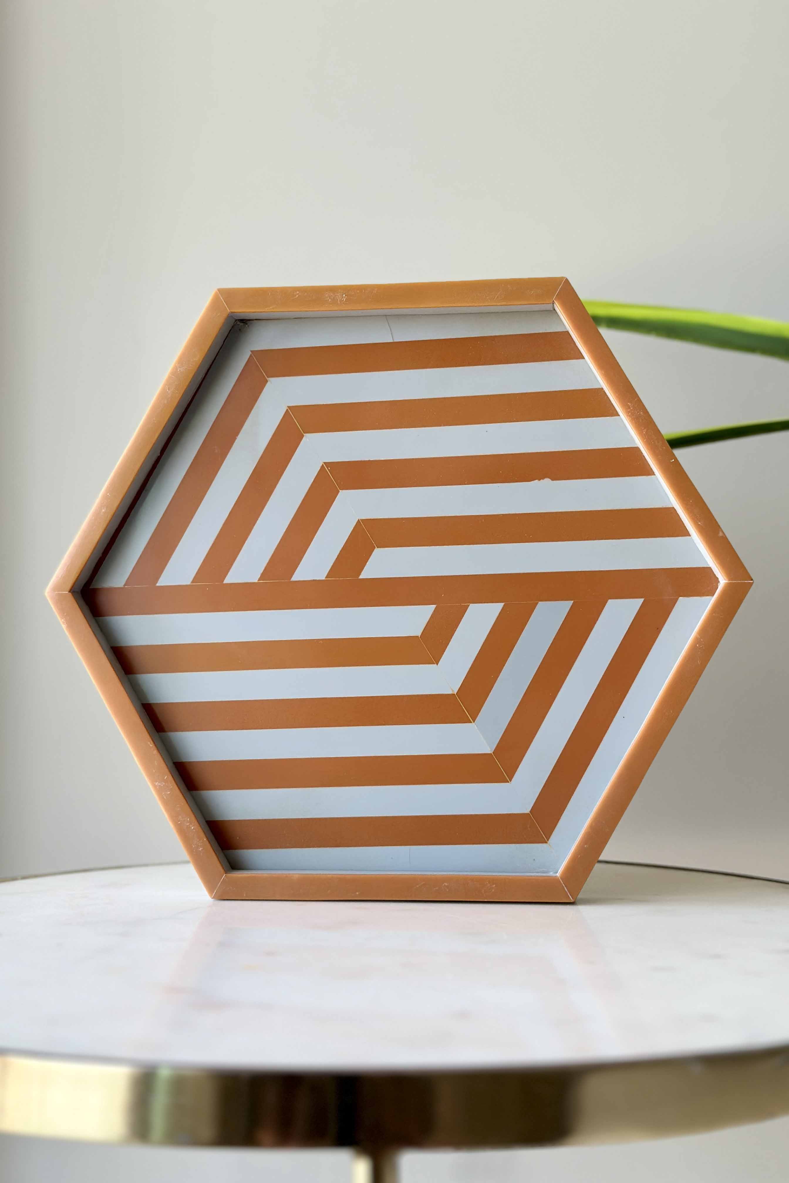 Hexagon Resin Tray - Orange