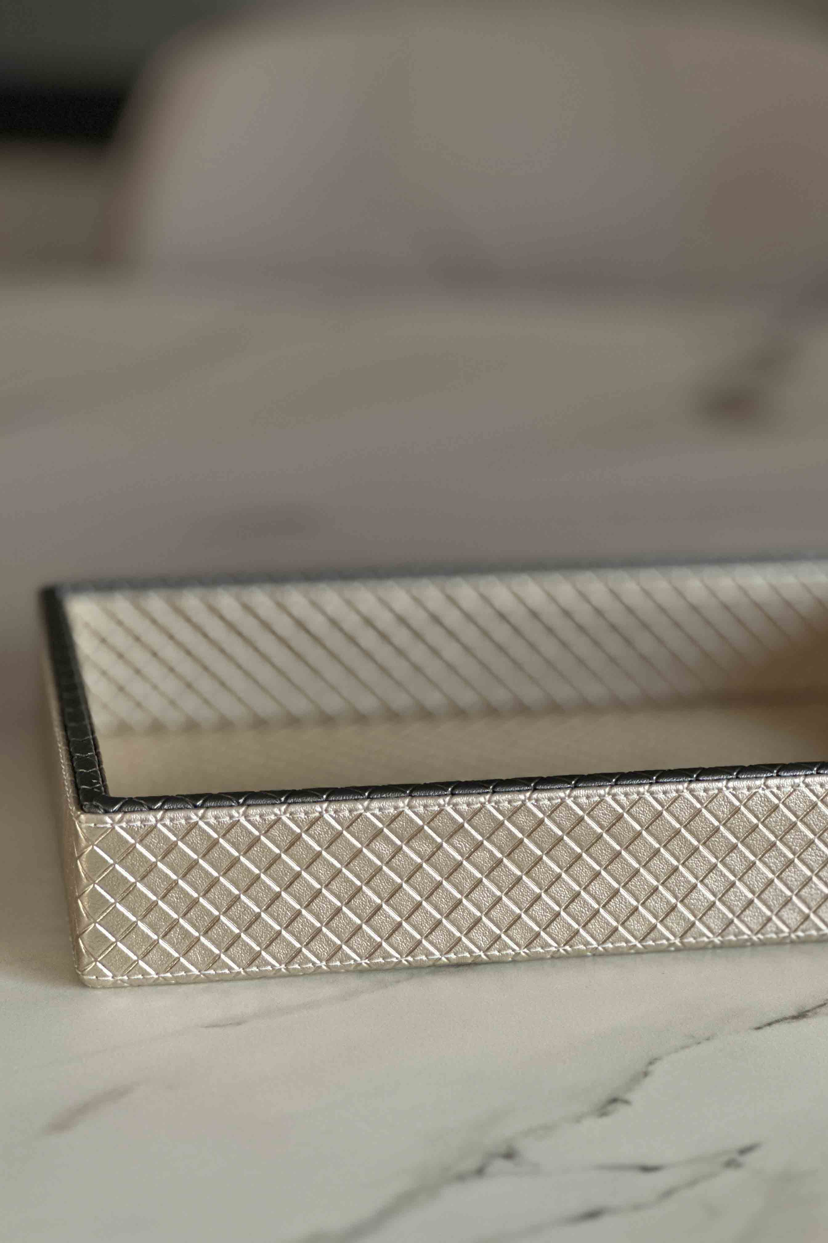 Braided Gold & Grey Napkin Tray
