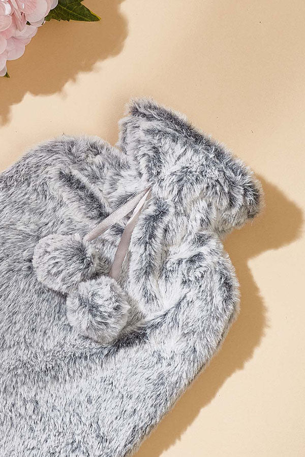 Fuzzy Hot Water Bag + Cover Set - Light Grey