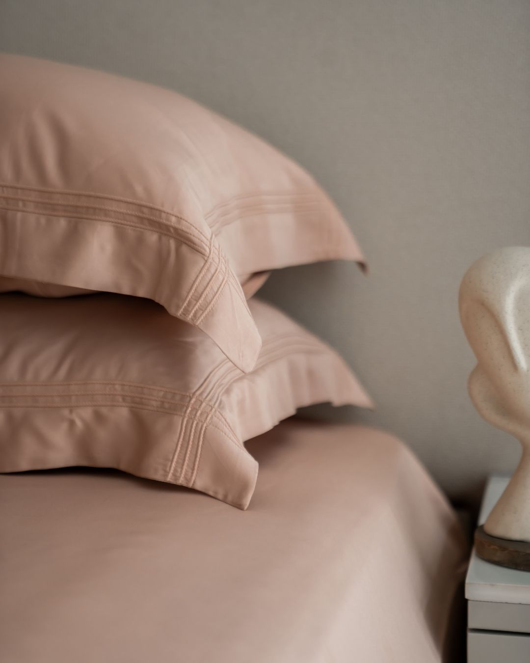 Crème (Pink) Pleated Super King Size 400TC Bamboo Bedsheet Set