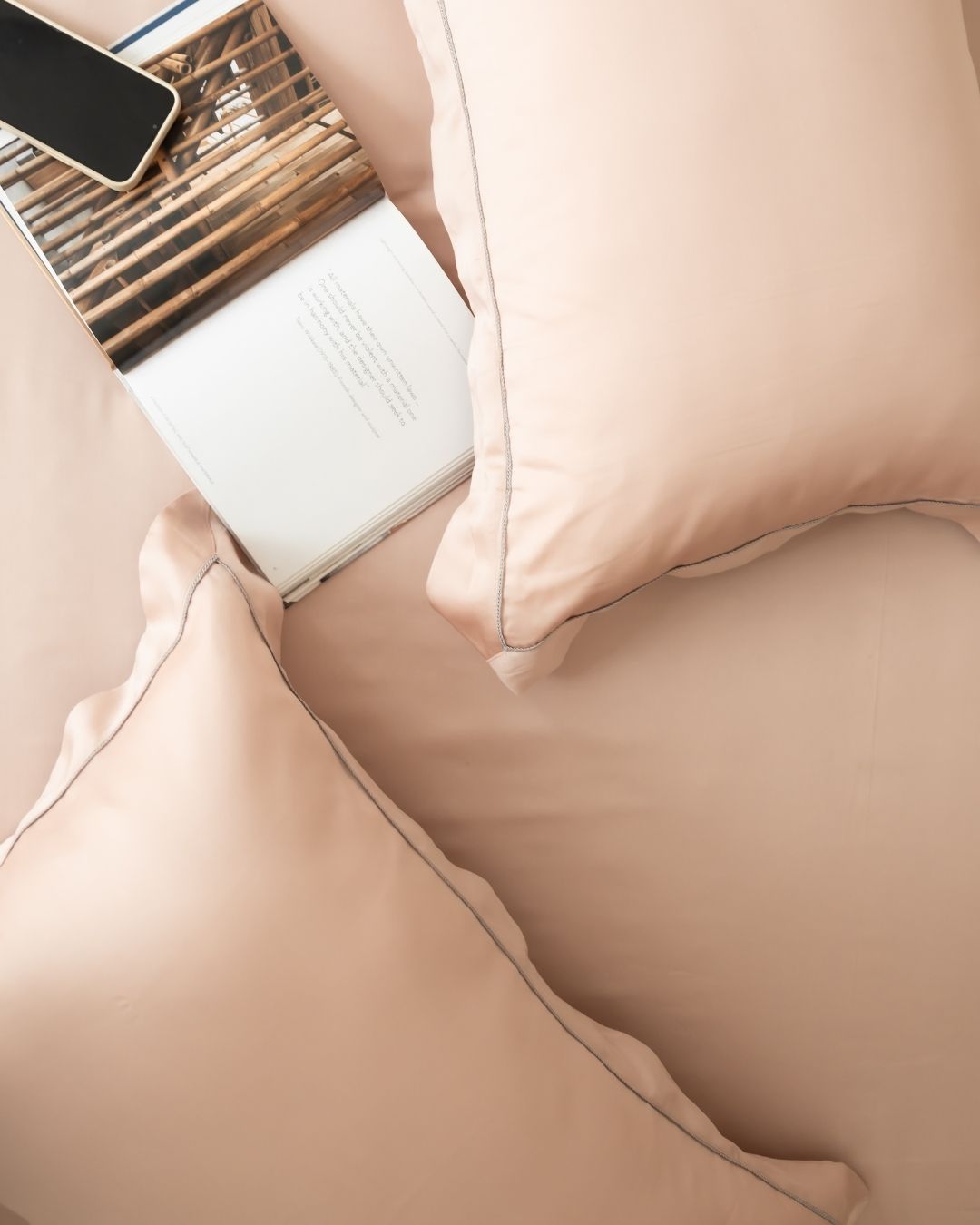 Blush Super King Size 400TC Tencel Lace Bedsheet Set