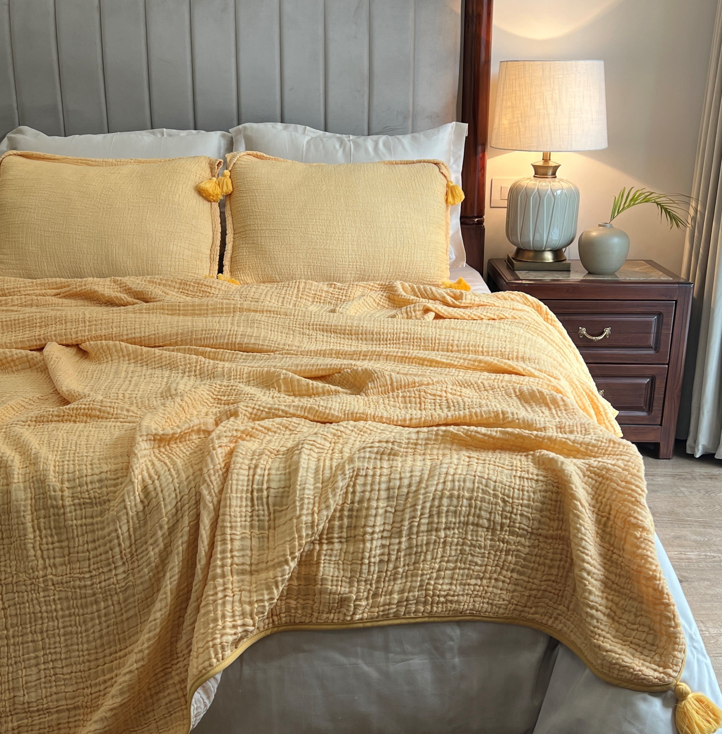 Meraki ButterCup Yellow Woven Bedspread Set