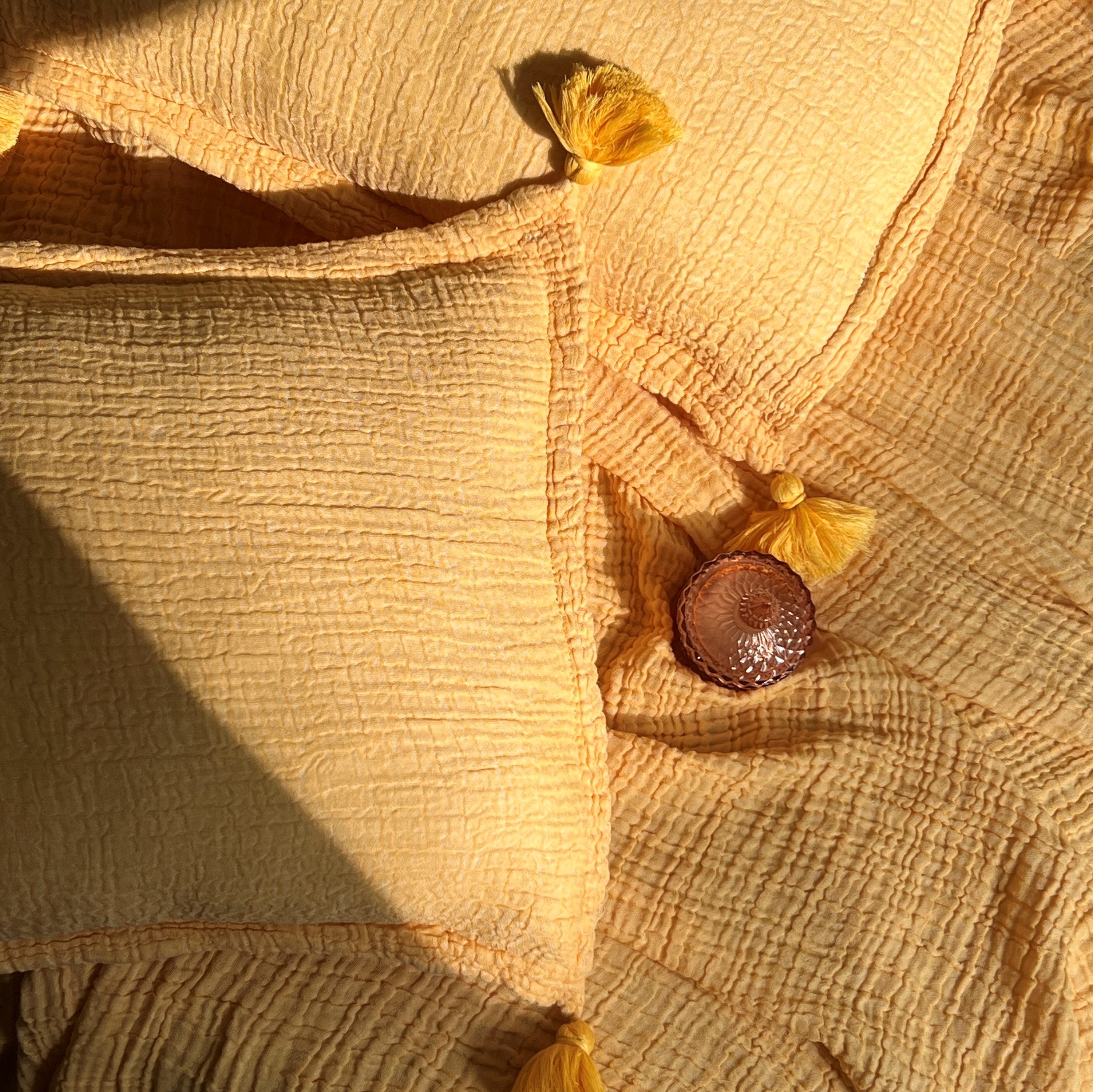 Meraki ButterCup Yellow Woven Bedspread Set