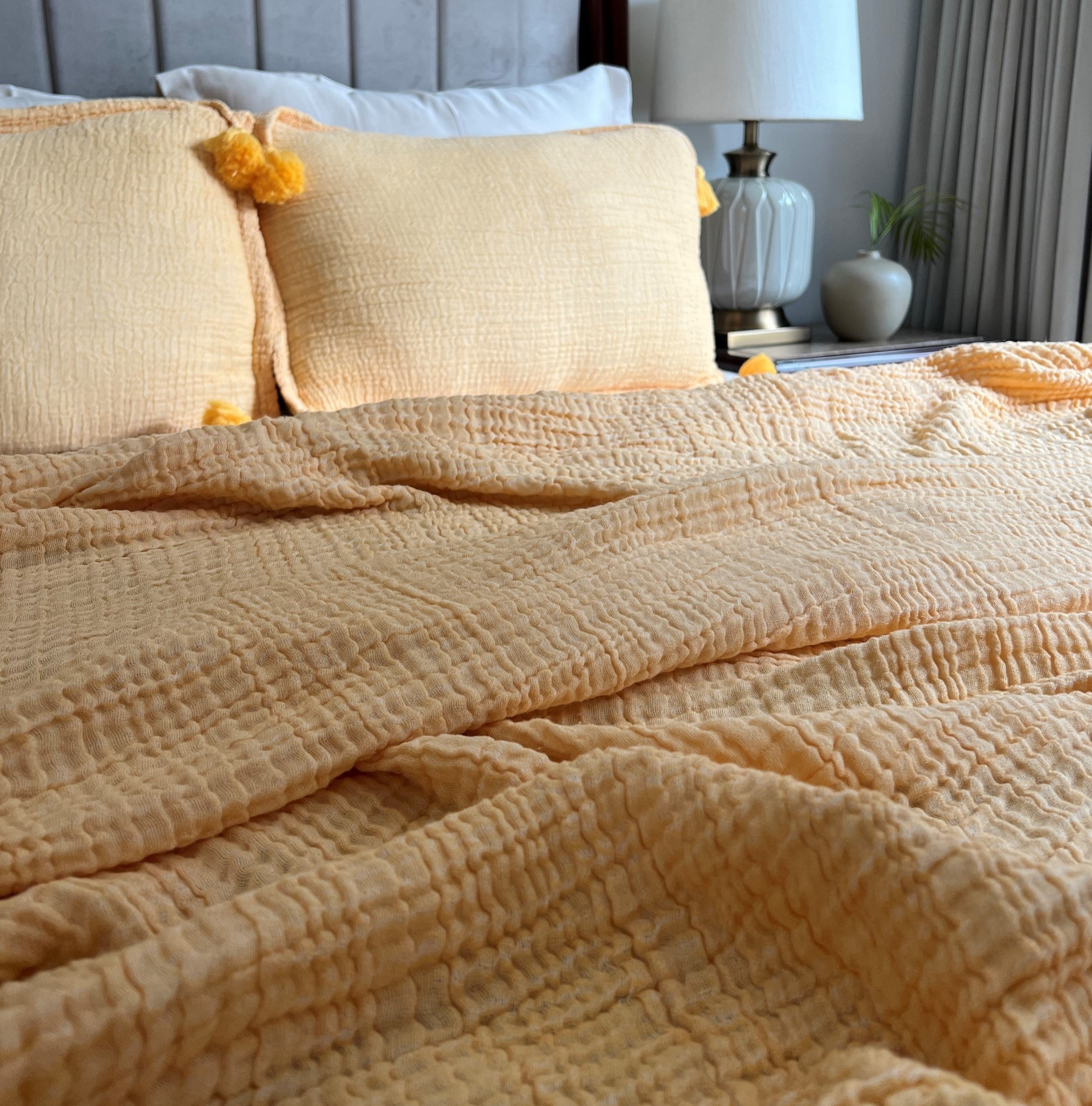 Meraki ButterCup Yellow Woven Bedspread Set