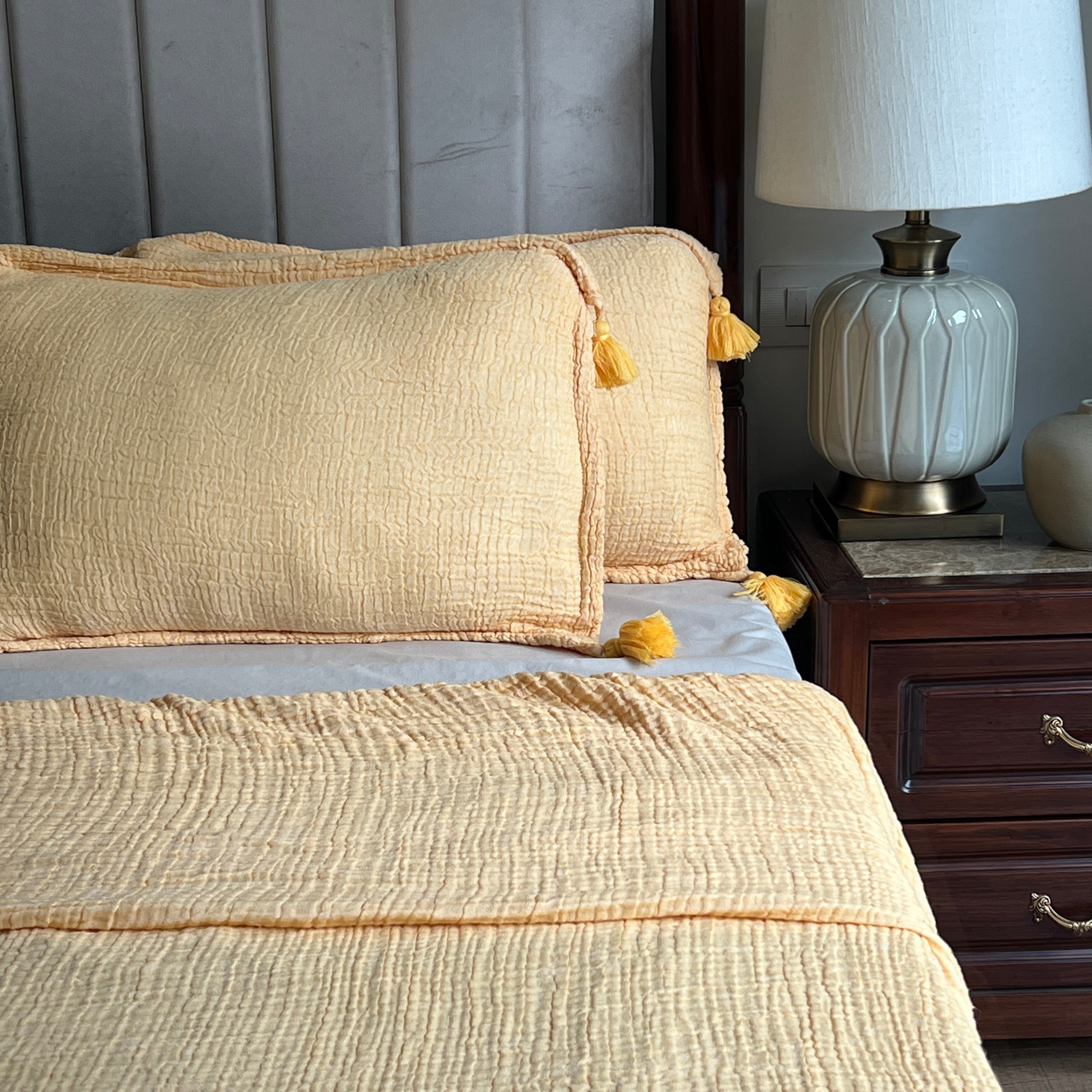 Meraki ButterCup Yellow Woven Bedspread Set