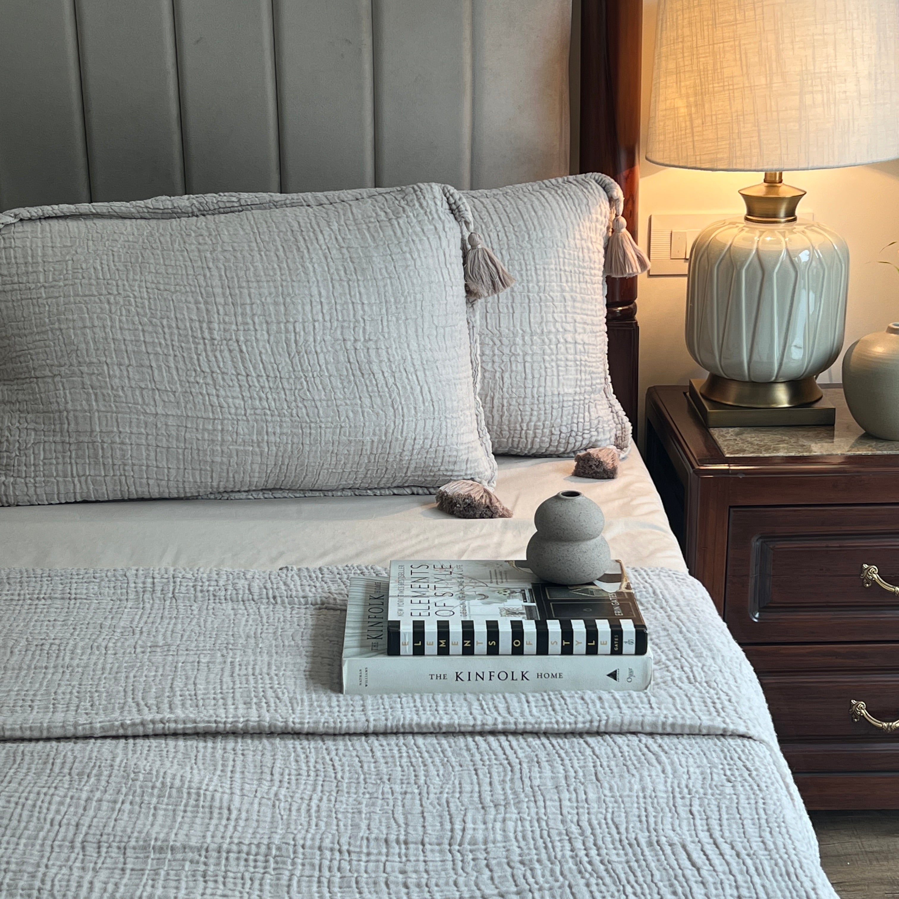Meraki Greige Woven Bedspread Set