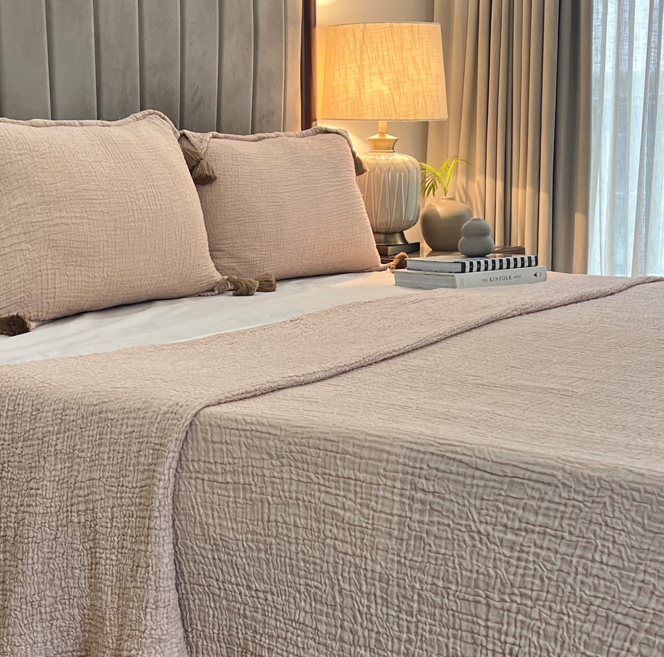 Meraki Peach Woven Bedspread Set