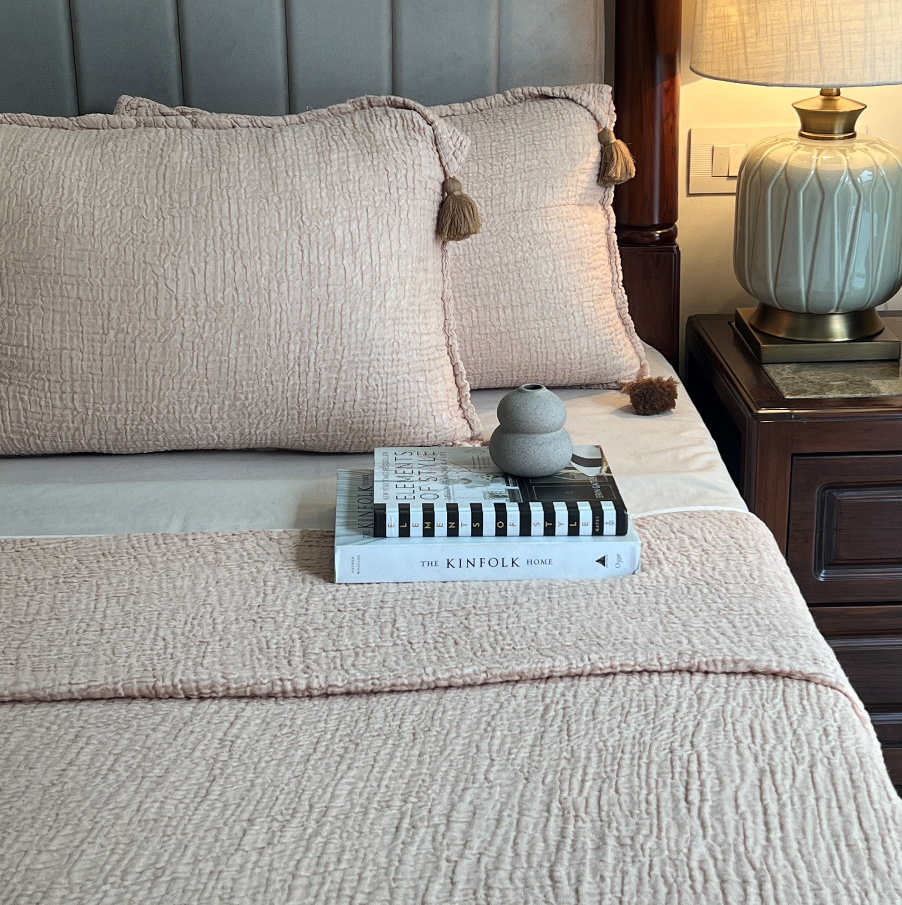 Meraki Peach Woven Bedspread Set