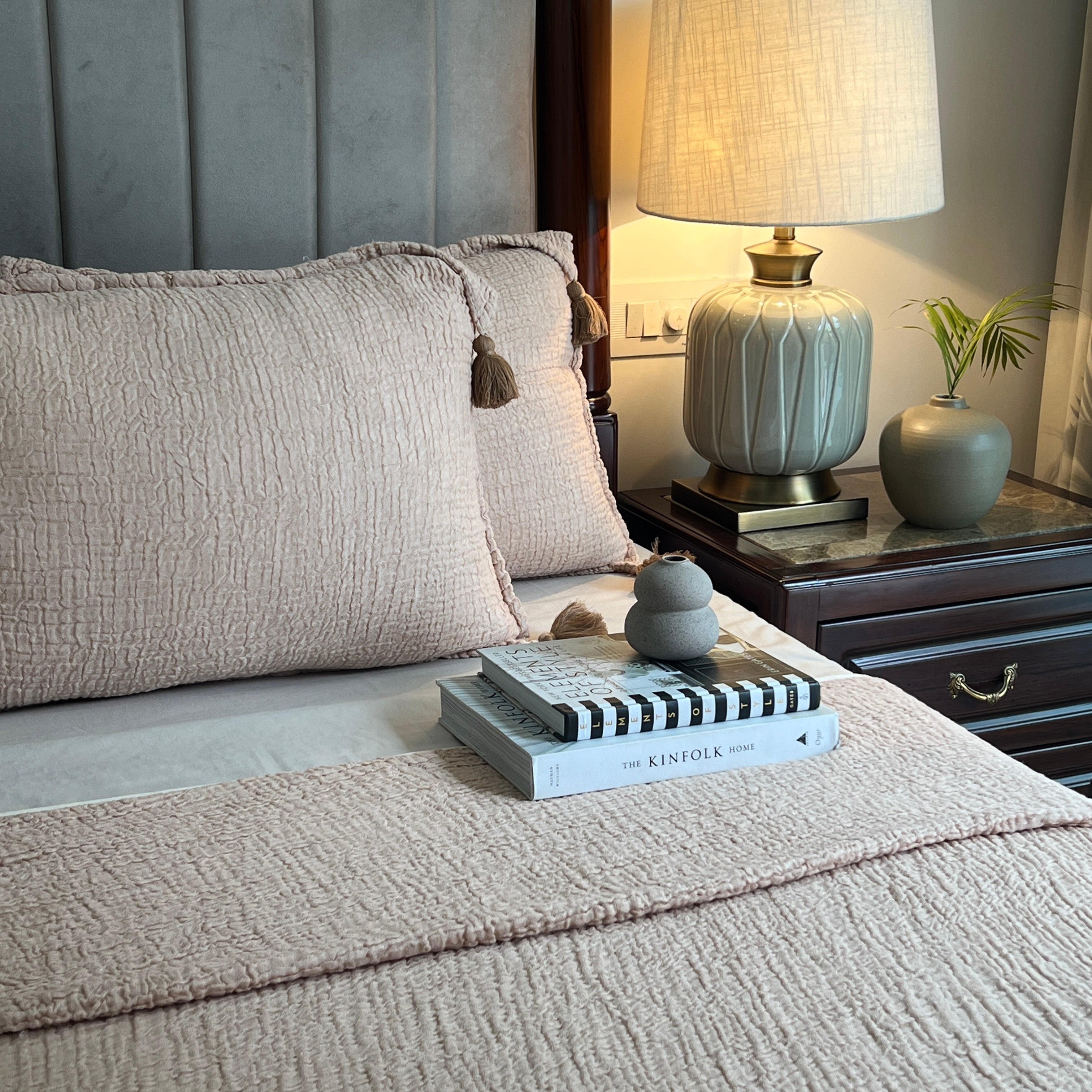 Meraki Peach Woven Bedspread Set