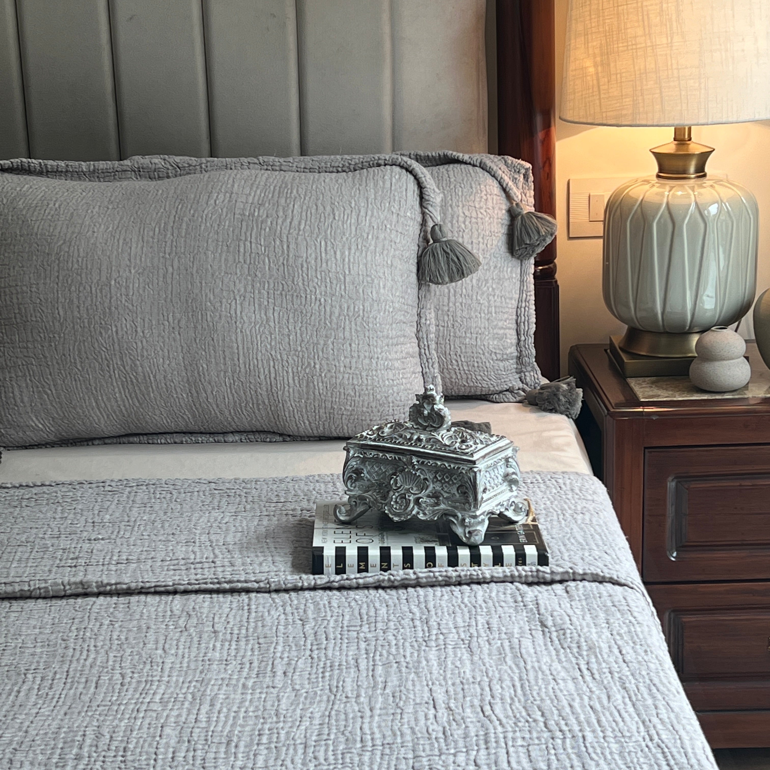 Meraki Slate Woven Bedspread Set