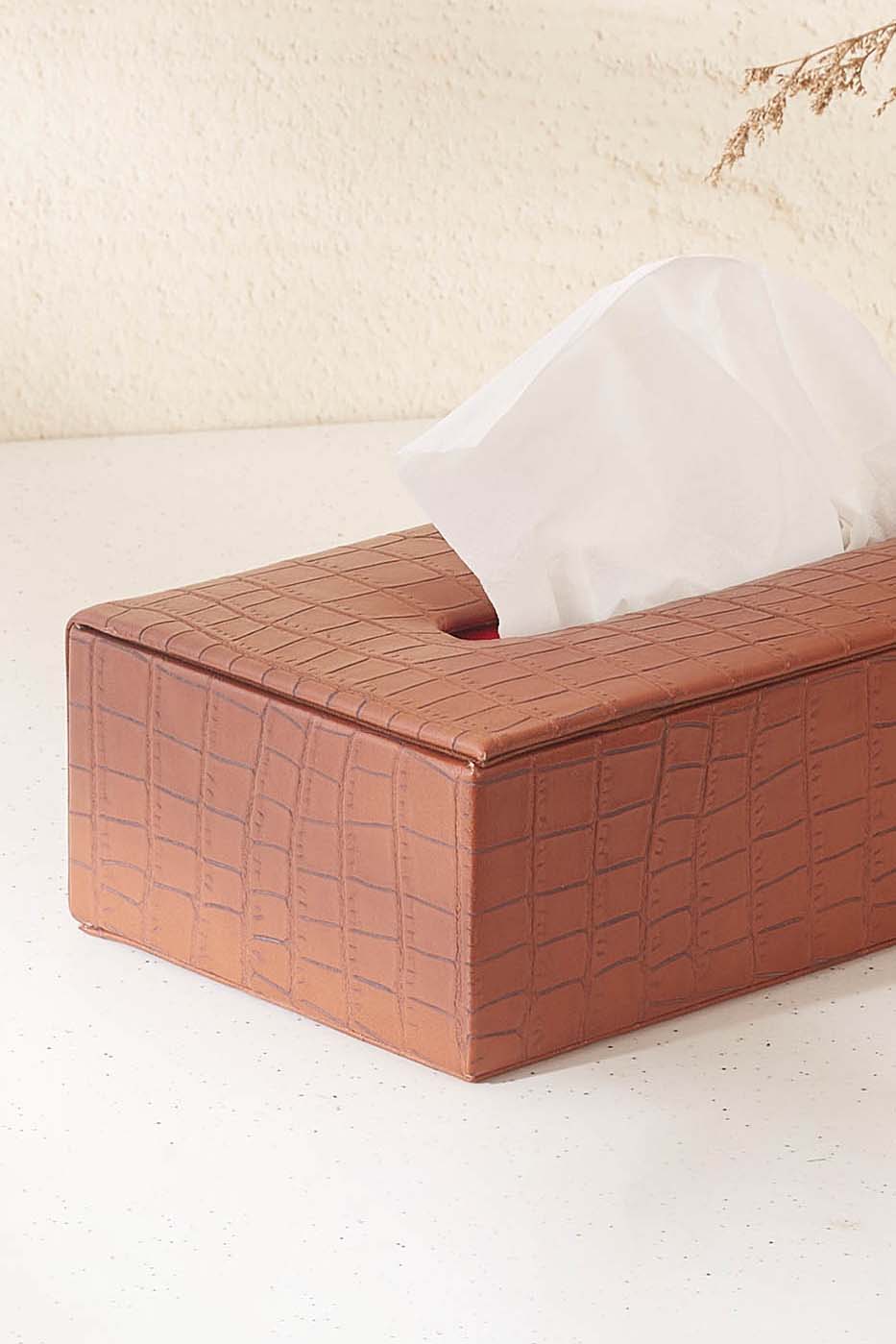Croc Lux Vegan Leather Tissue Box
