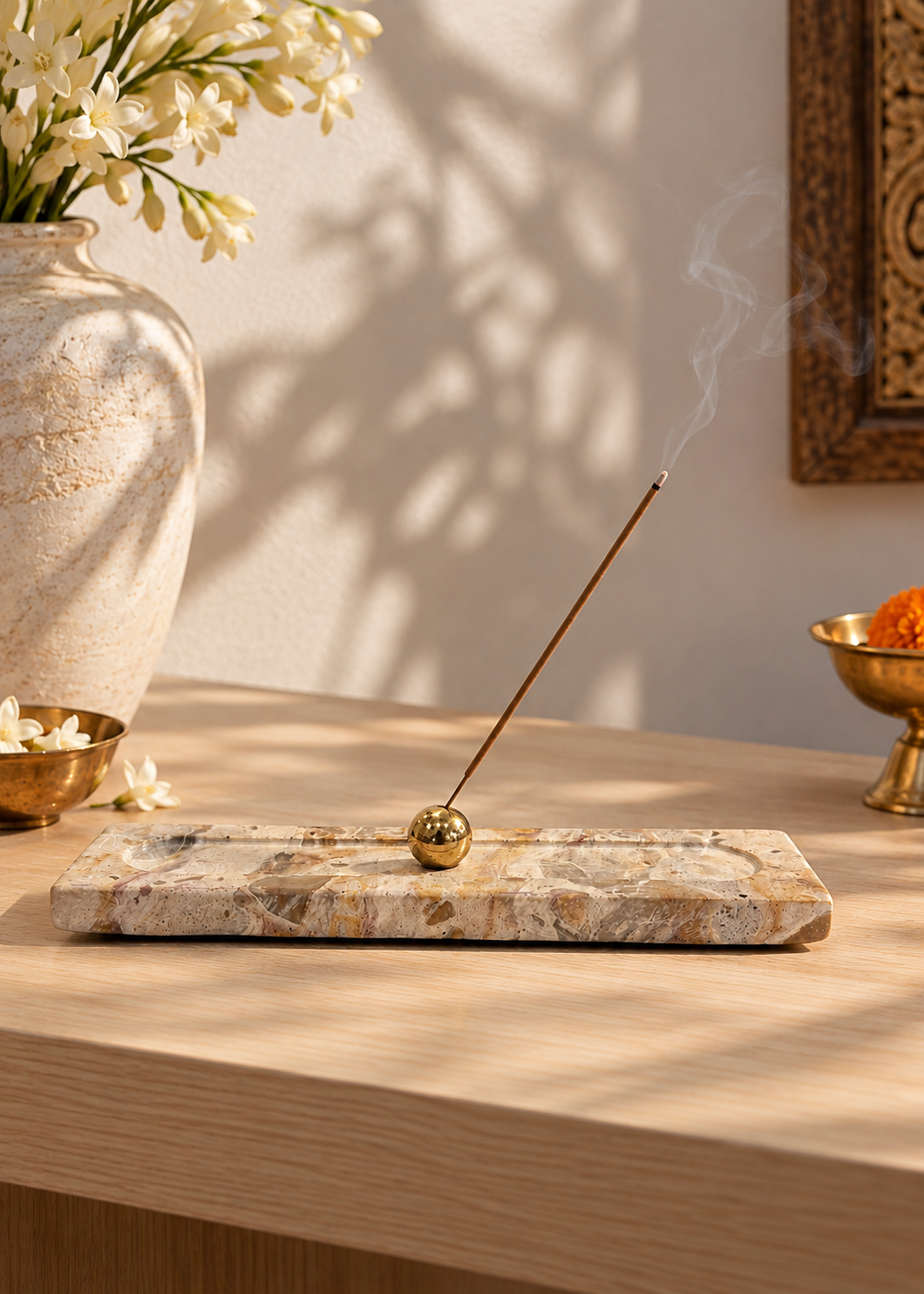 Galaxy Marble Incense Holder - Beige