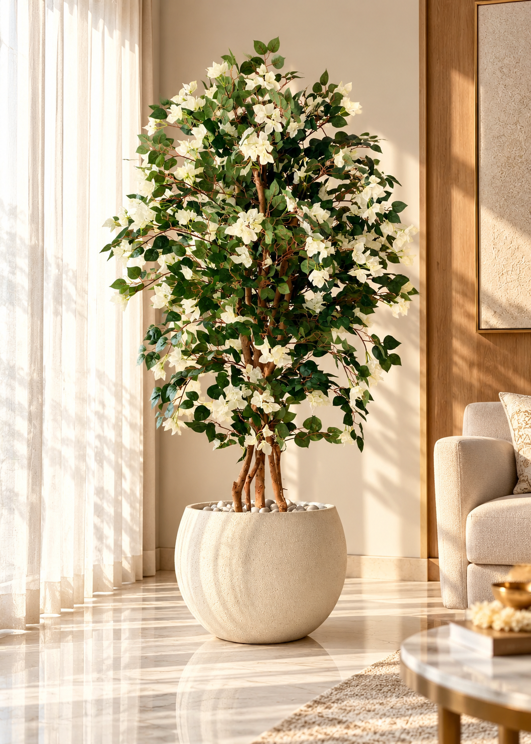Artificial Regal White Bougainvillea Plant - 6 Feet