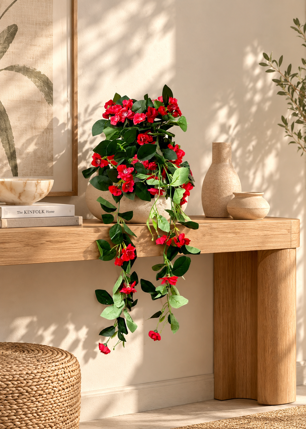 Artificial Trailing Rose Vine Plant - Red