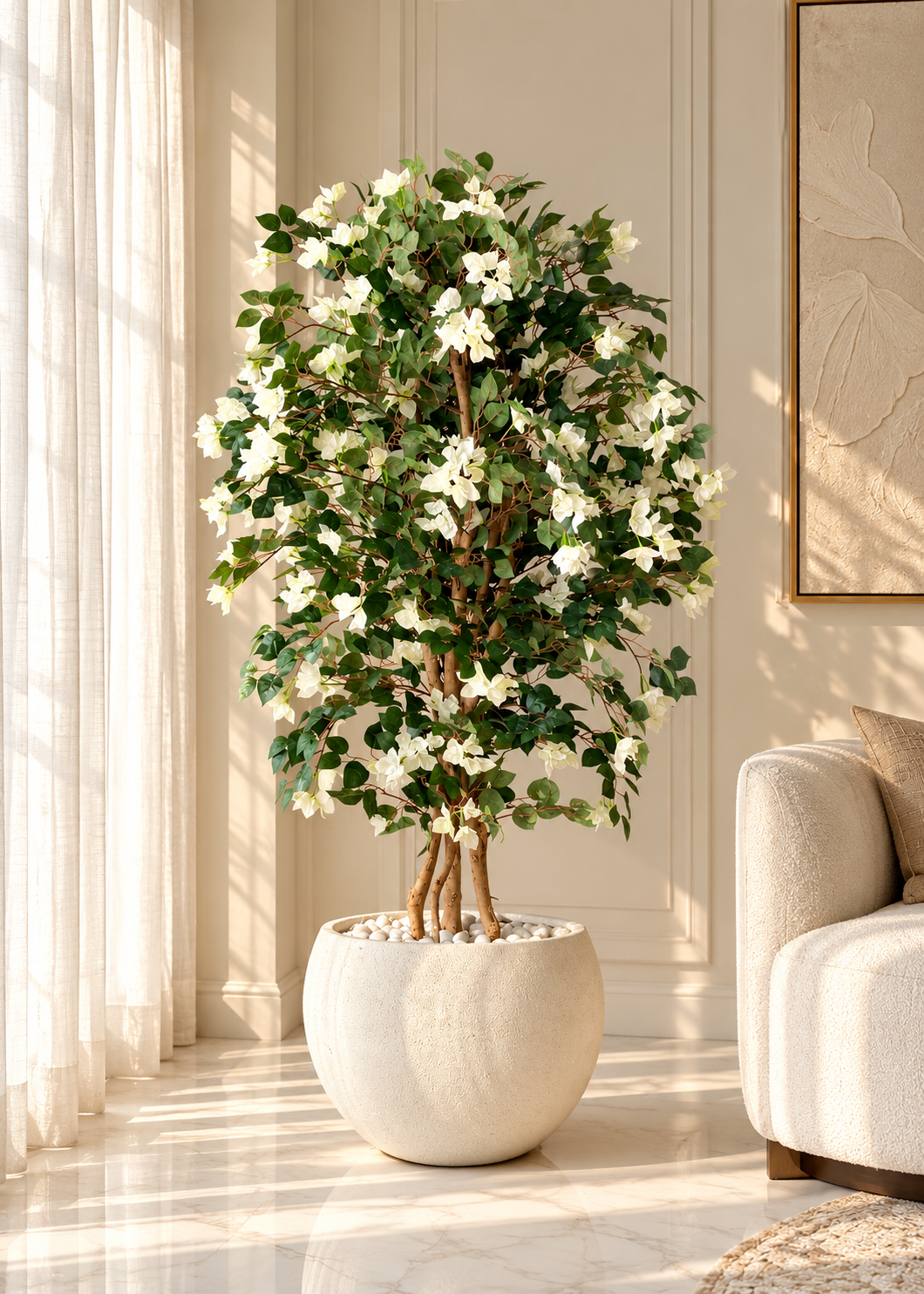Artificial Regal White Bougainvillea Plant - 6 Feet