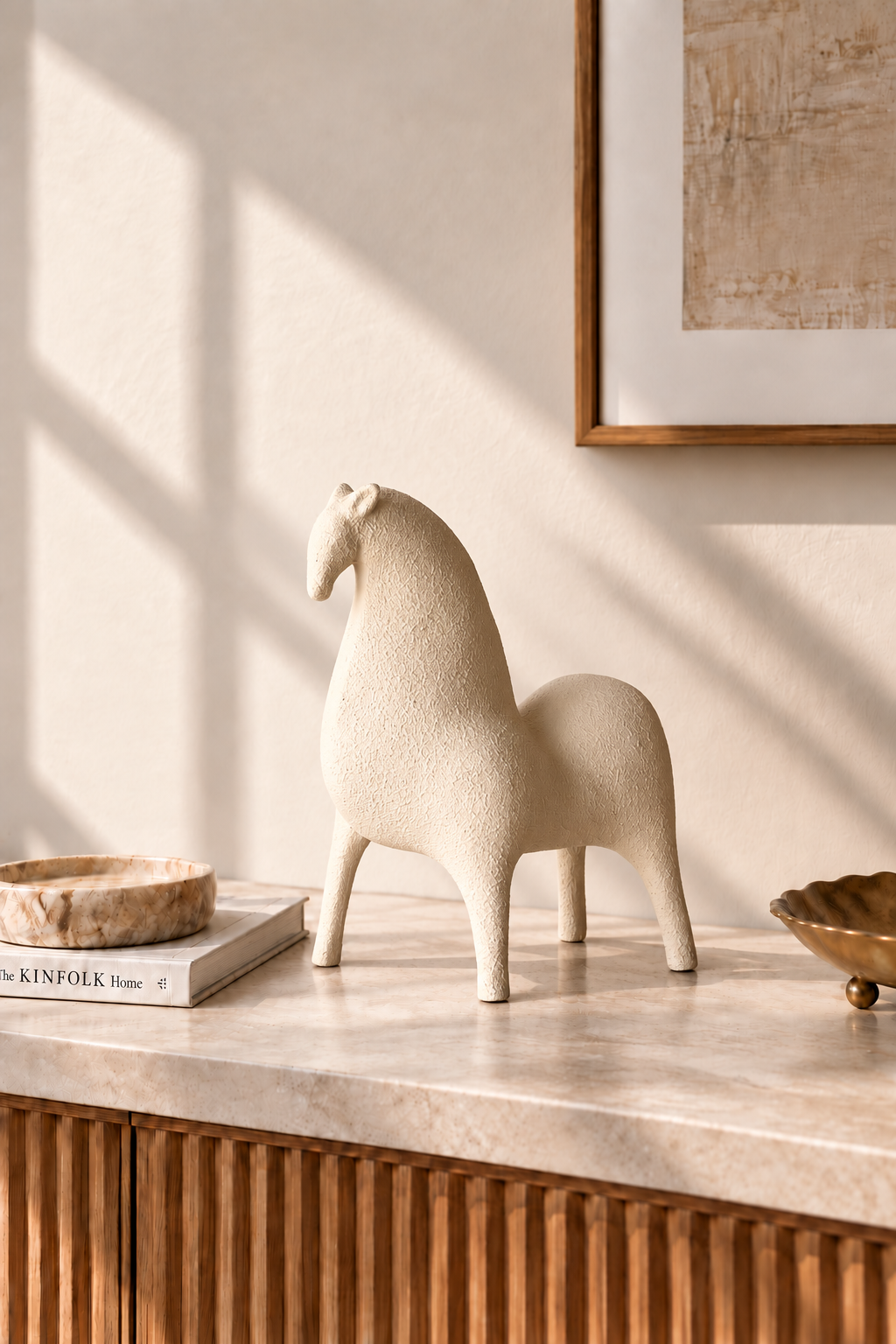 Marlow Beige Horse Accent