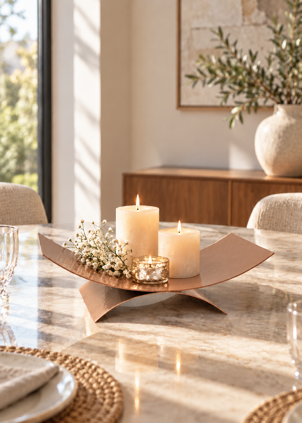 Sora Hammered Tray - Rosegold