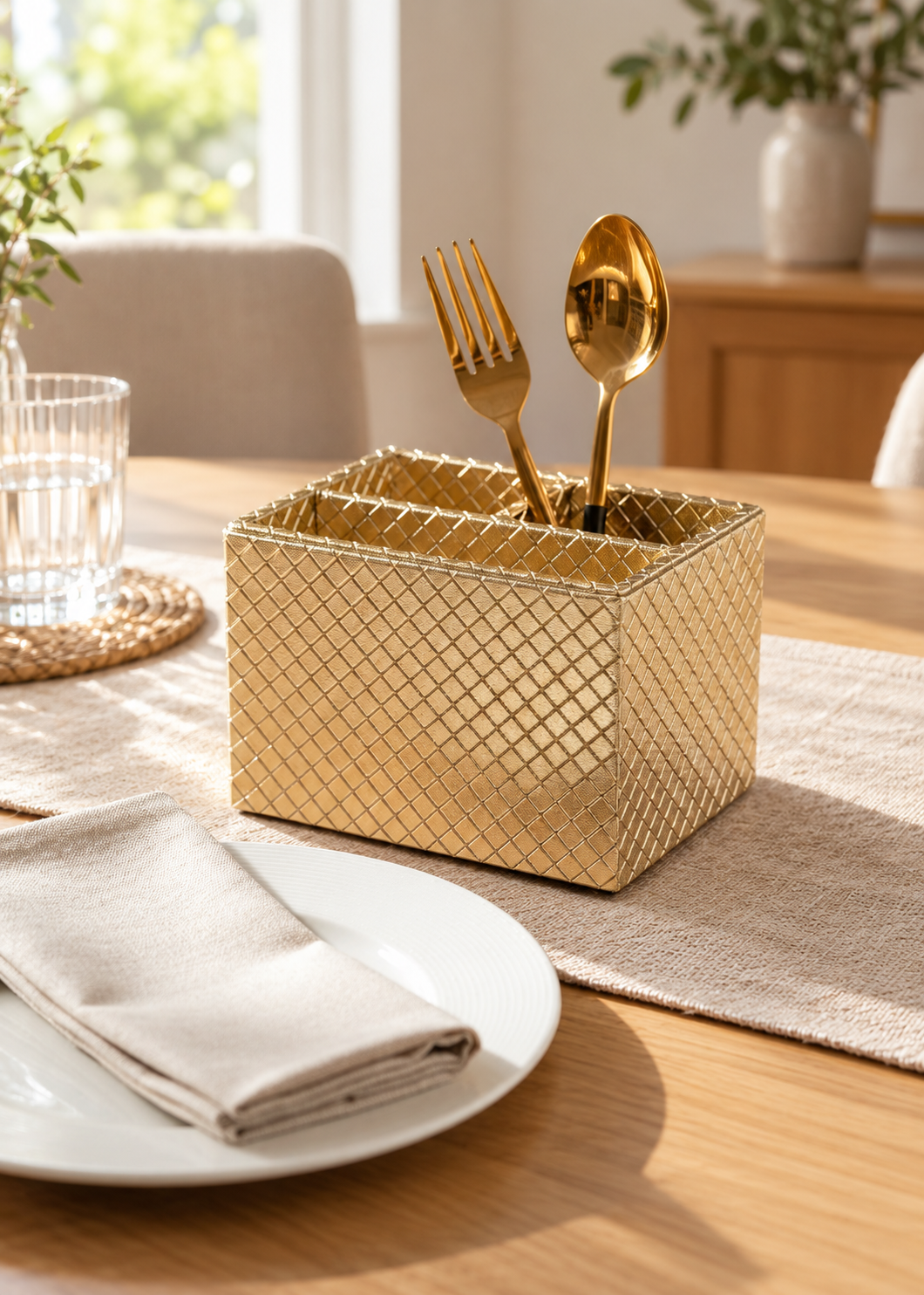 Braided Gold Cutlery Holder
