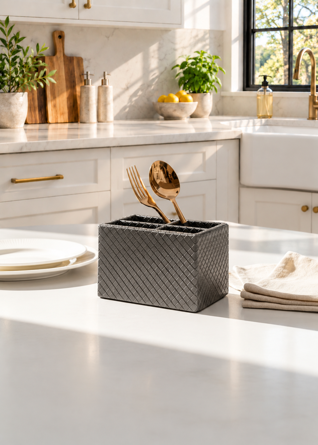 Braided Grey Cutlery Holder