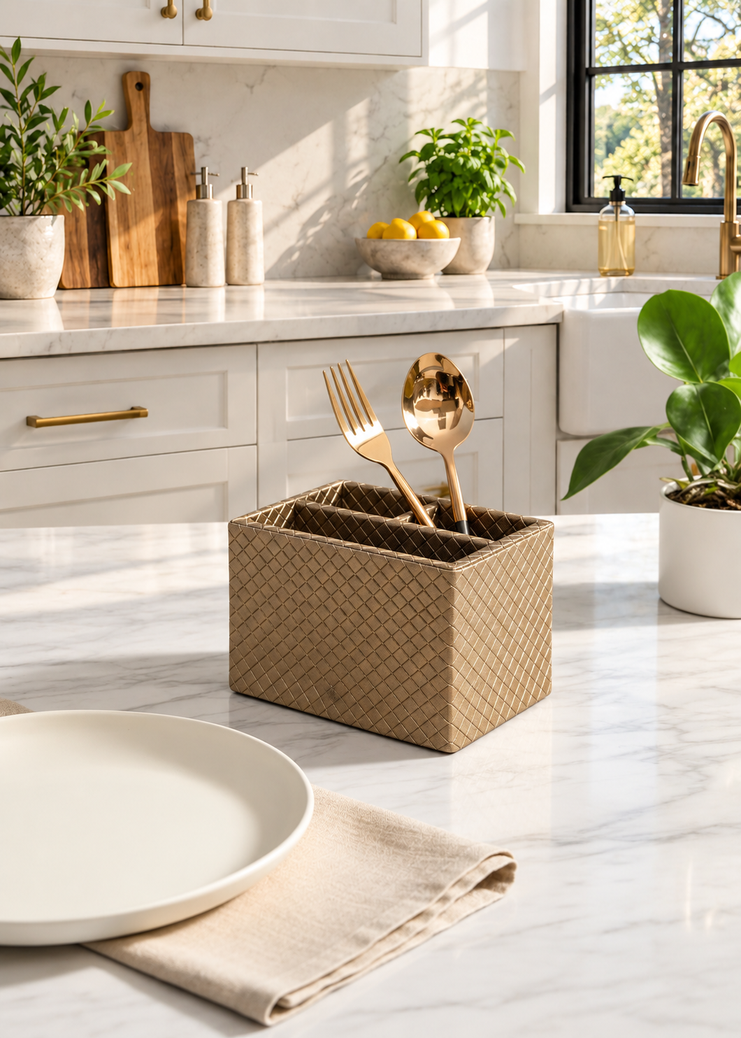 Braided Brown Cutlery Holder