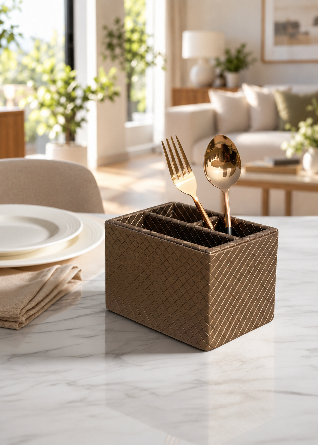 Braided Brown Cutlery Holder