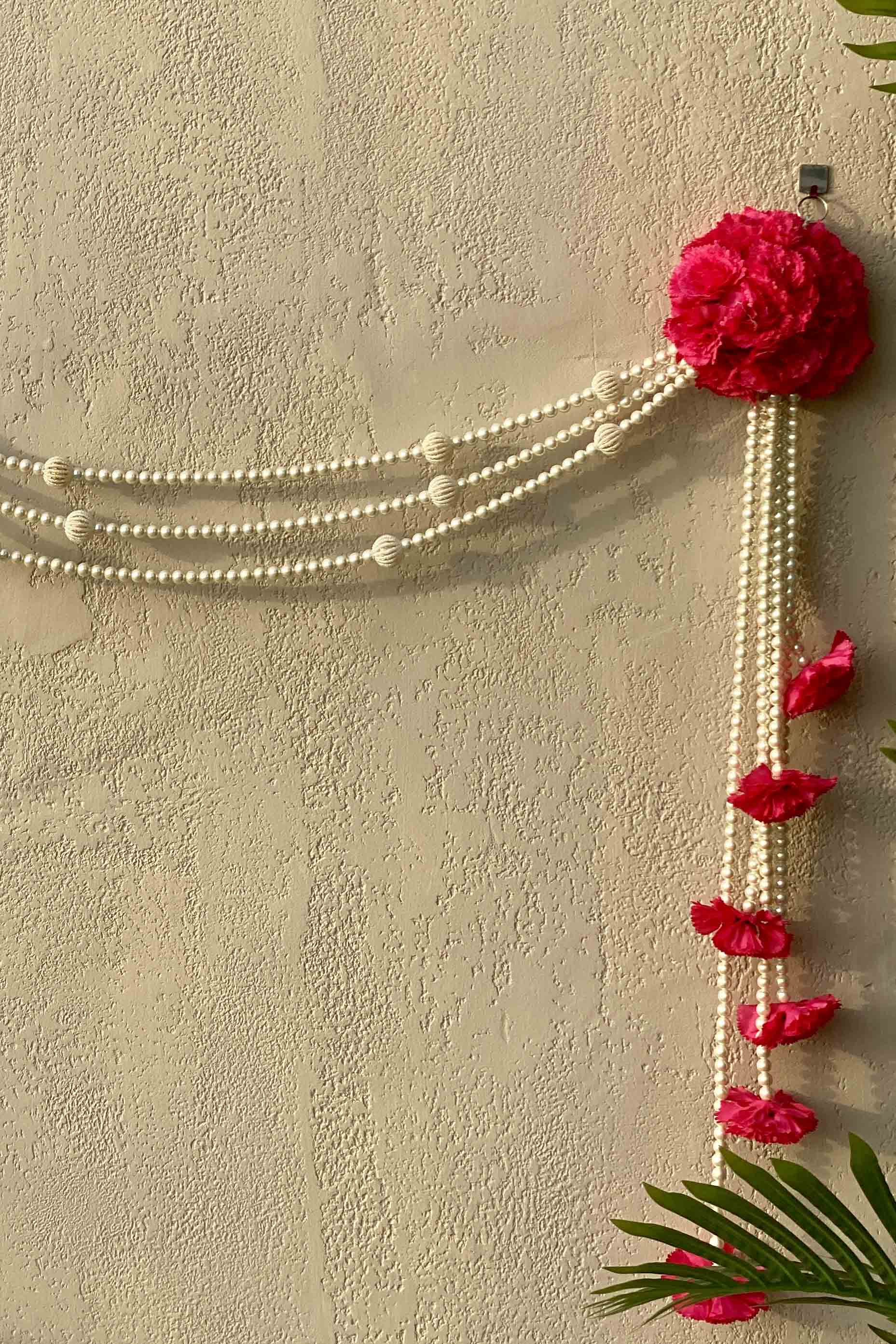 Carnation Pearls Toran - Dark Pink